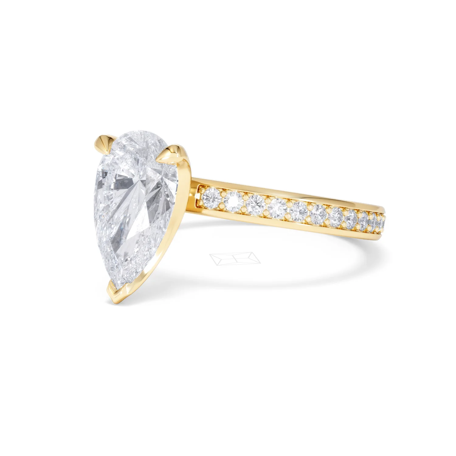 Origin 2.25ct Pear Cut Lab Diamond Solitaire Engagement Ring with Side Stones in 18K Yellow Gold - Image 79