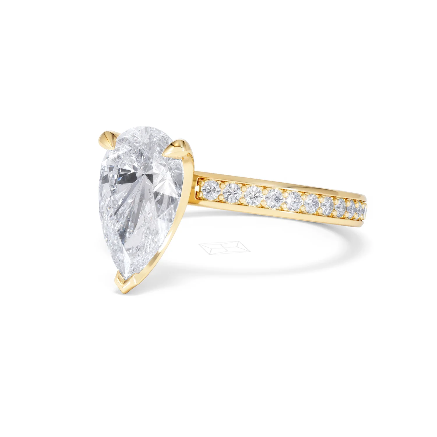 Origin 2.25ct Pear Cut Lab Diamond Solitaire Engagement Ring with Side Stones in 18K Yellow Gold - Image 80
