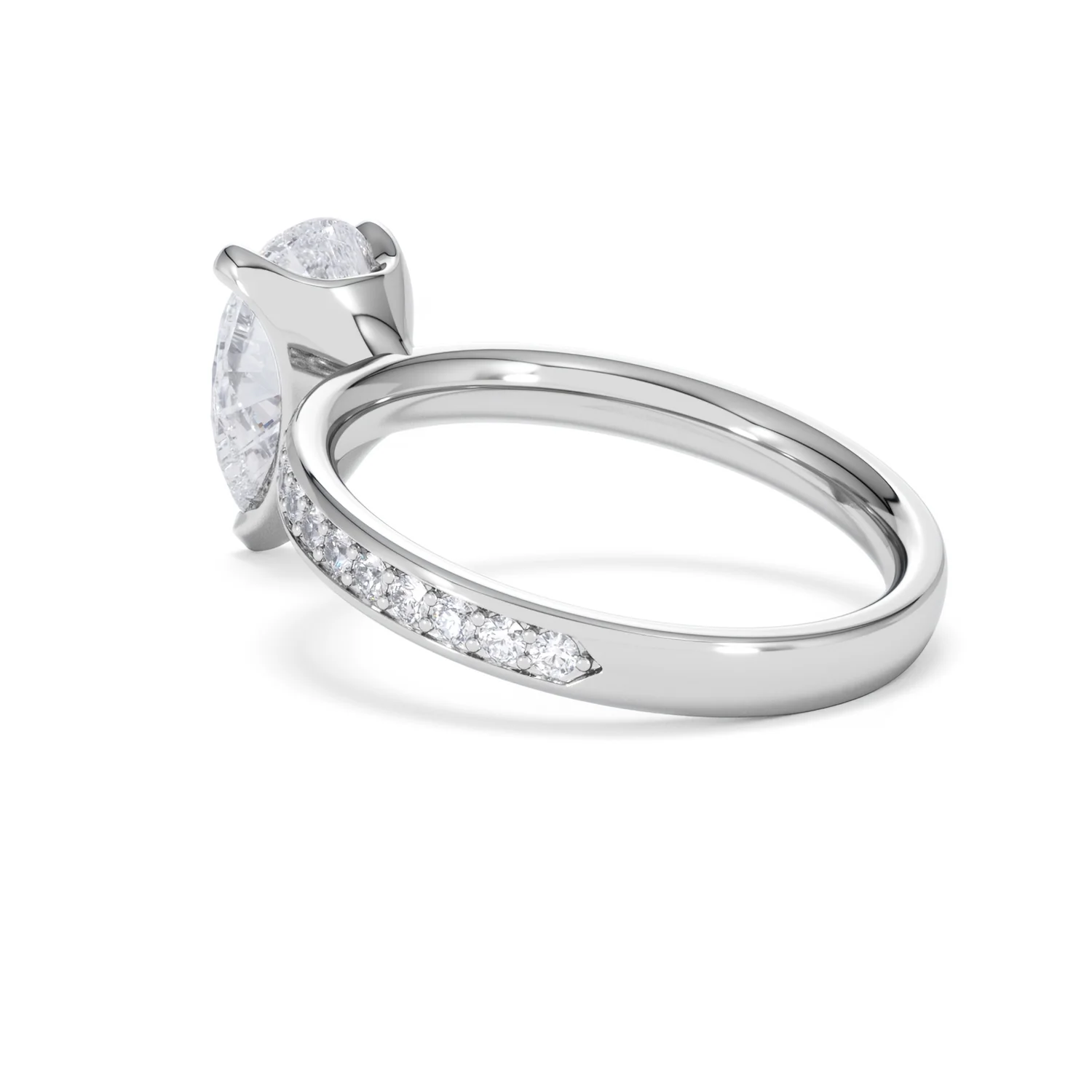 Origin 2.25ct Pear Cut Lab Diamond Solitaire Engagement Ring with Side Stones in Platinum - Image 57