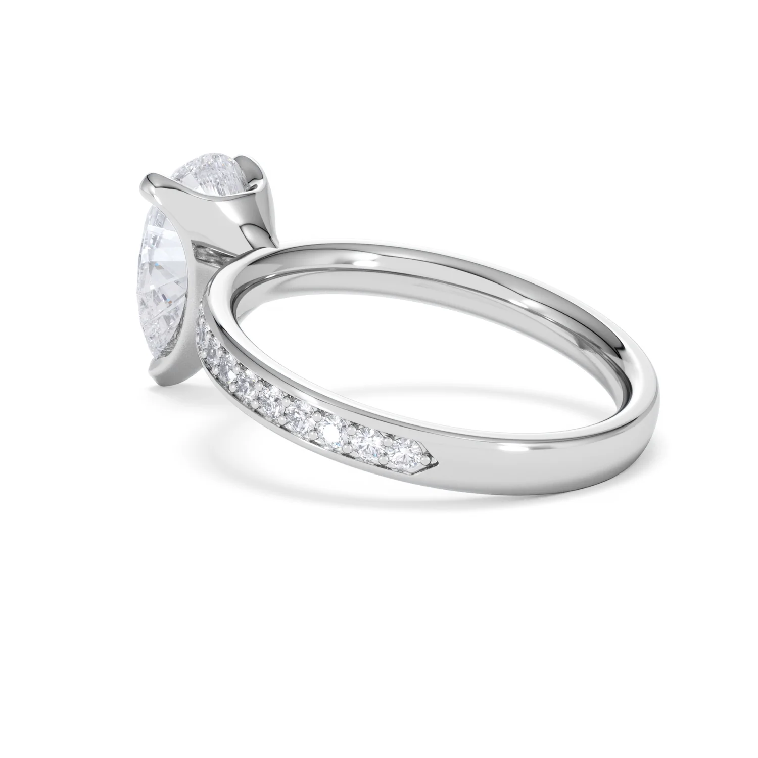 Origin 2.25ct Pear Cut Lab Diamond Solitaire Engagement Ring with Side Stones in Platinum - Image 58