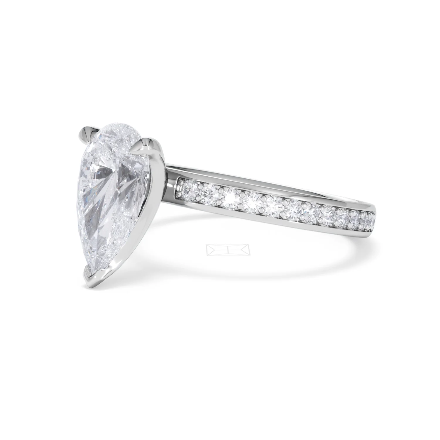Origin 2.25ct Pear Cut Lab Diamond Solitaire Engagement Ring with Side Stones in Platinum - Image 77