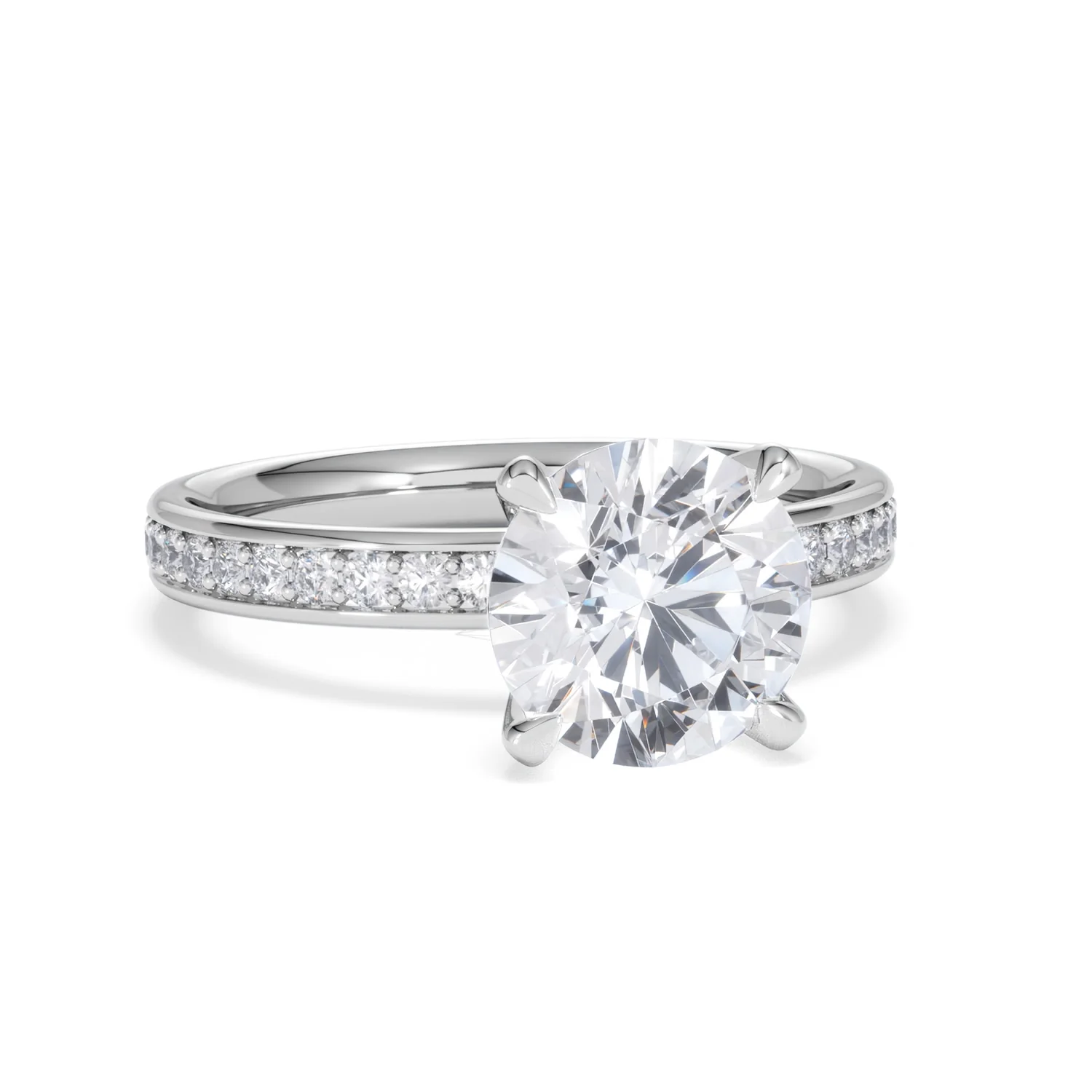 Origin 2.25ct Round Cut Lab Diamond Solitaire Engagement Ring with Side Stones in 18K White Gold - Image 10