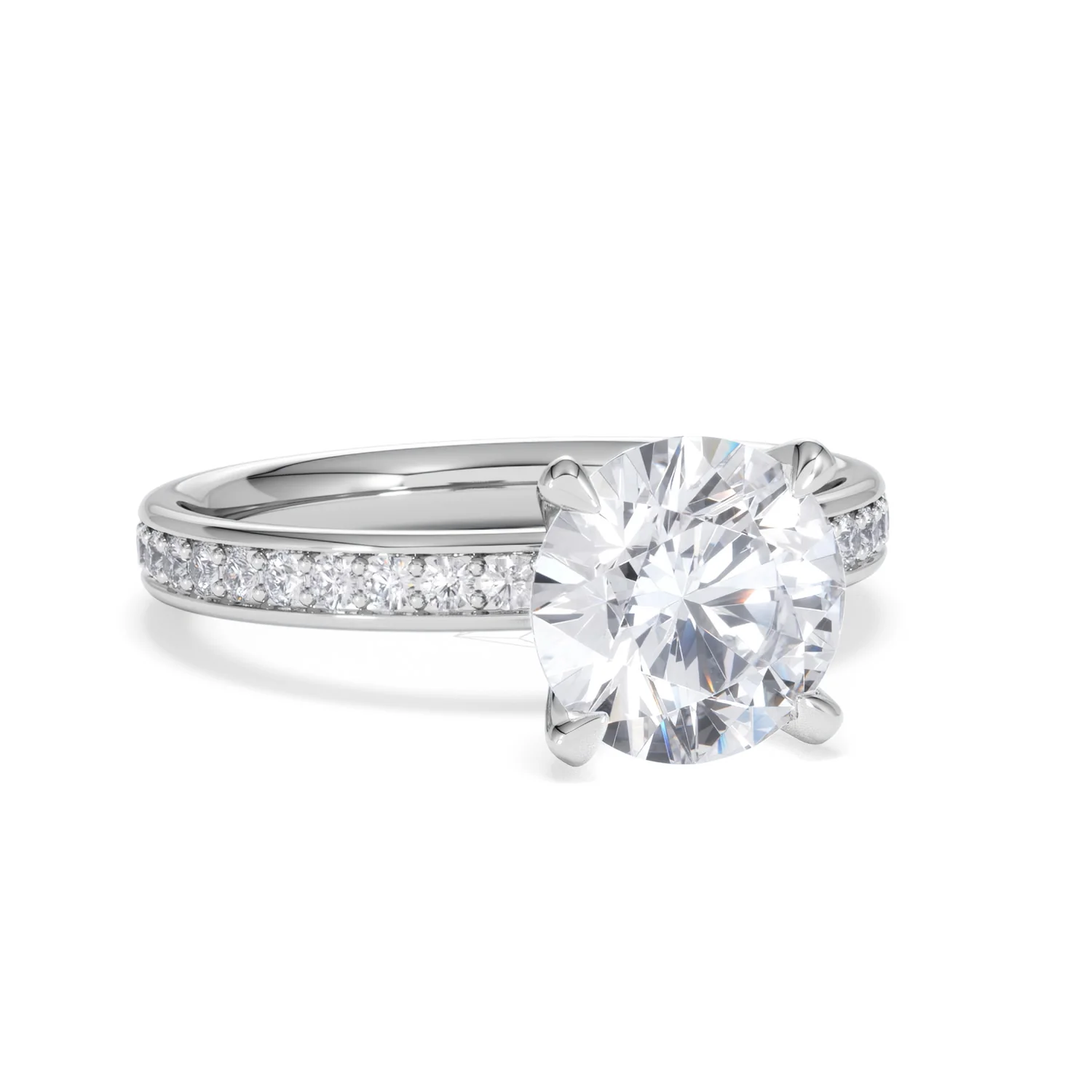 Origin 2.25ct Round Cut Lab Diamond Solitaire Engagement Ring with Side Stones in 18K White Gold - Image 11