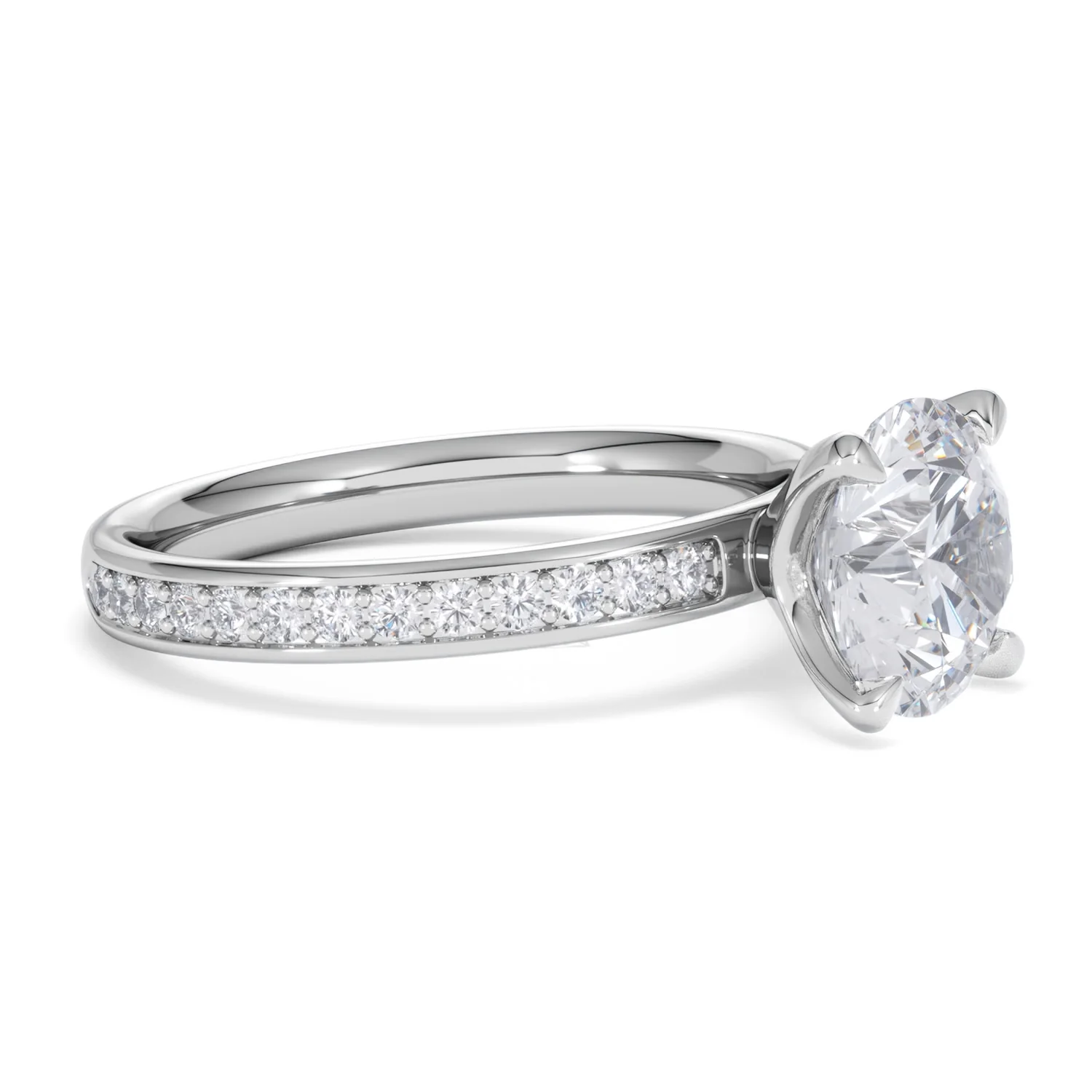Origin 2.25ct Round Cut Lab Diamond Solitaire Engagement Ring with Side Stones in 18K White Gold - Image 19