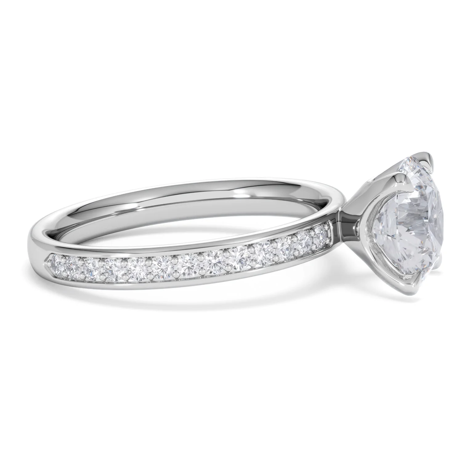Origin 2.25ct Round Cut Lab Diamond Solitaire Engagement Ring with Side Stones in 18K White Gold - Image 23