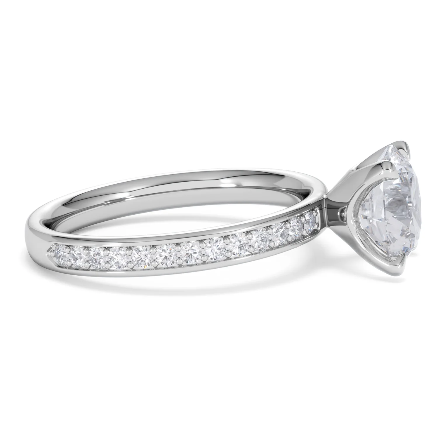 Origin 2.25ct Round Cut Lab Diamond Solitaire Engagement Ring with Side Stones in 18K White Gold - Image 24