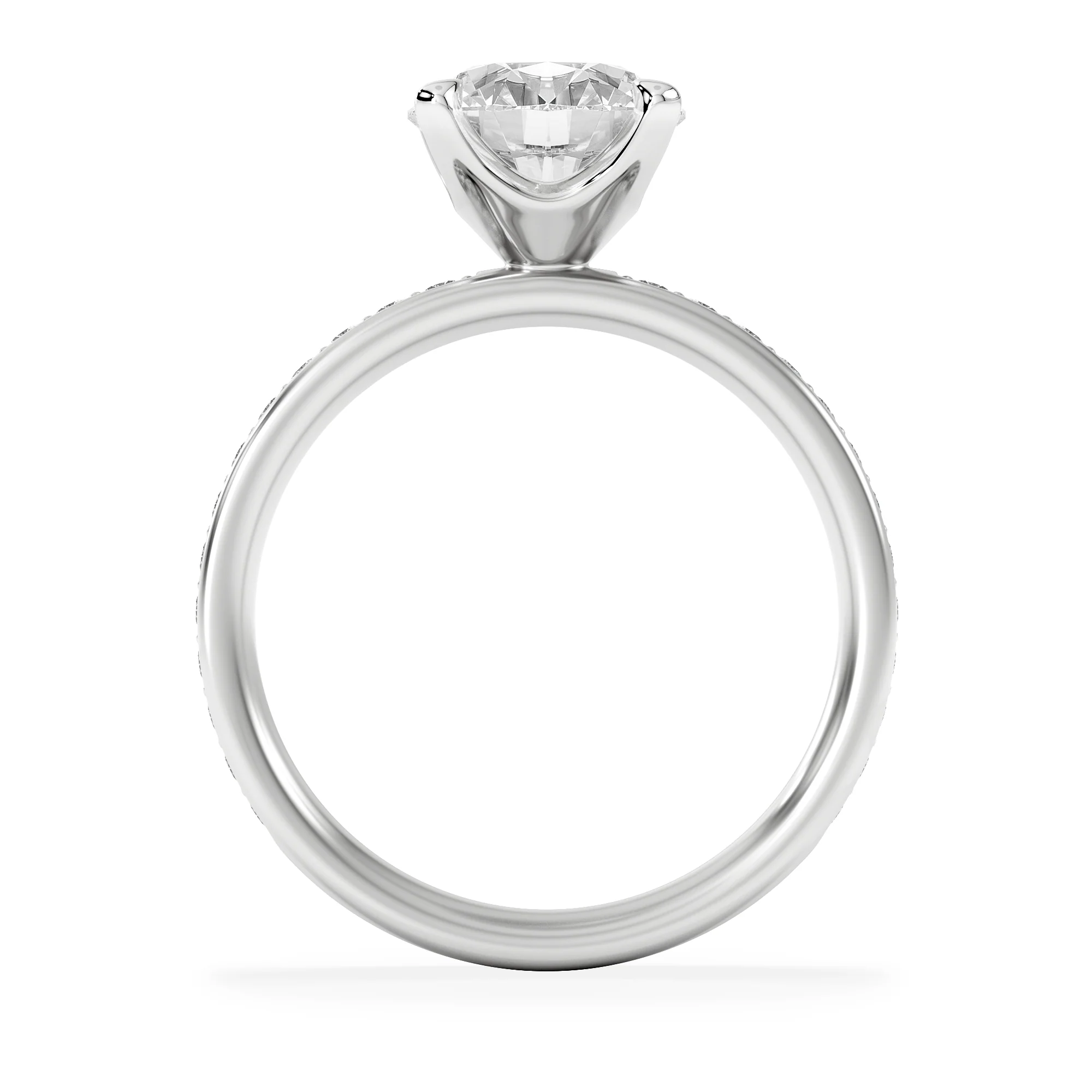 Origin 2.25ct Round Cut Lab Diamond Solitaire Engagement Ring with Side Stones in 18K White Gold - Image 3