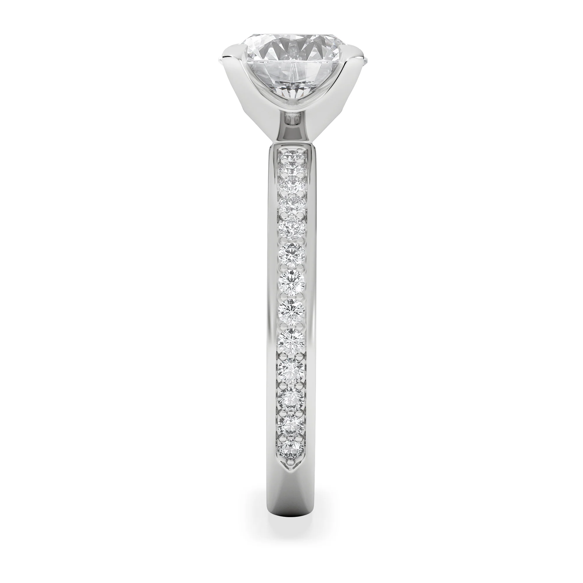 Origin 2.25ct Round Cut Lab Diamond Solitaire Engagement Ring with Side Stones in 18K White Gold - Image 5