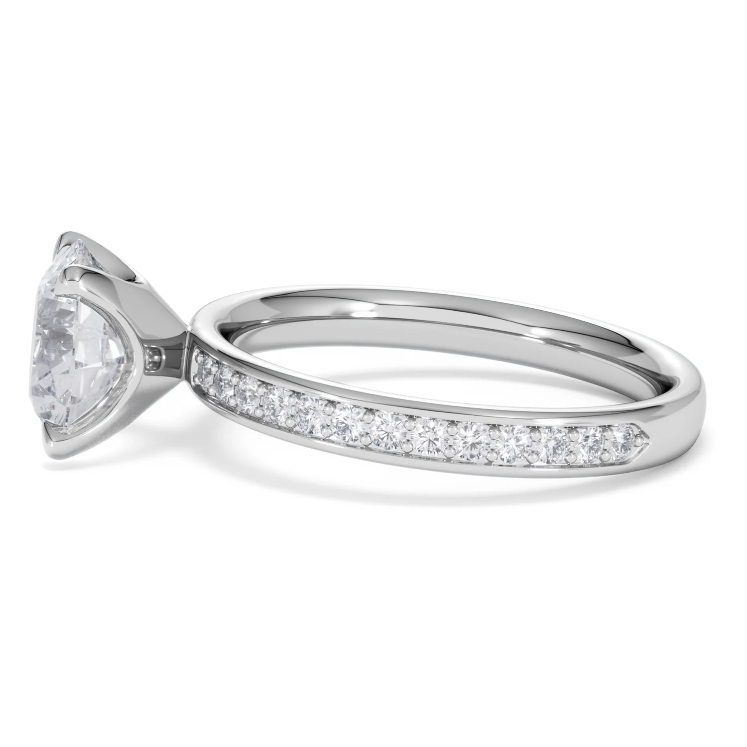 Origin 2.25ct Round Cut Lab Diamond Solitaire Engagement Ring with Side Stones in 18K White Gold - Image 68
