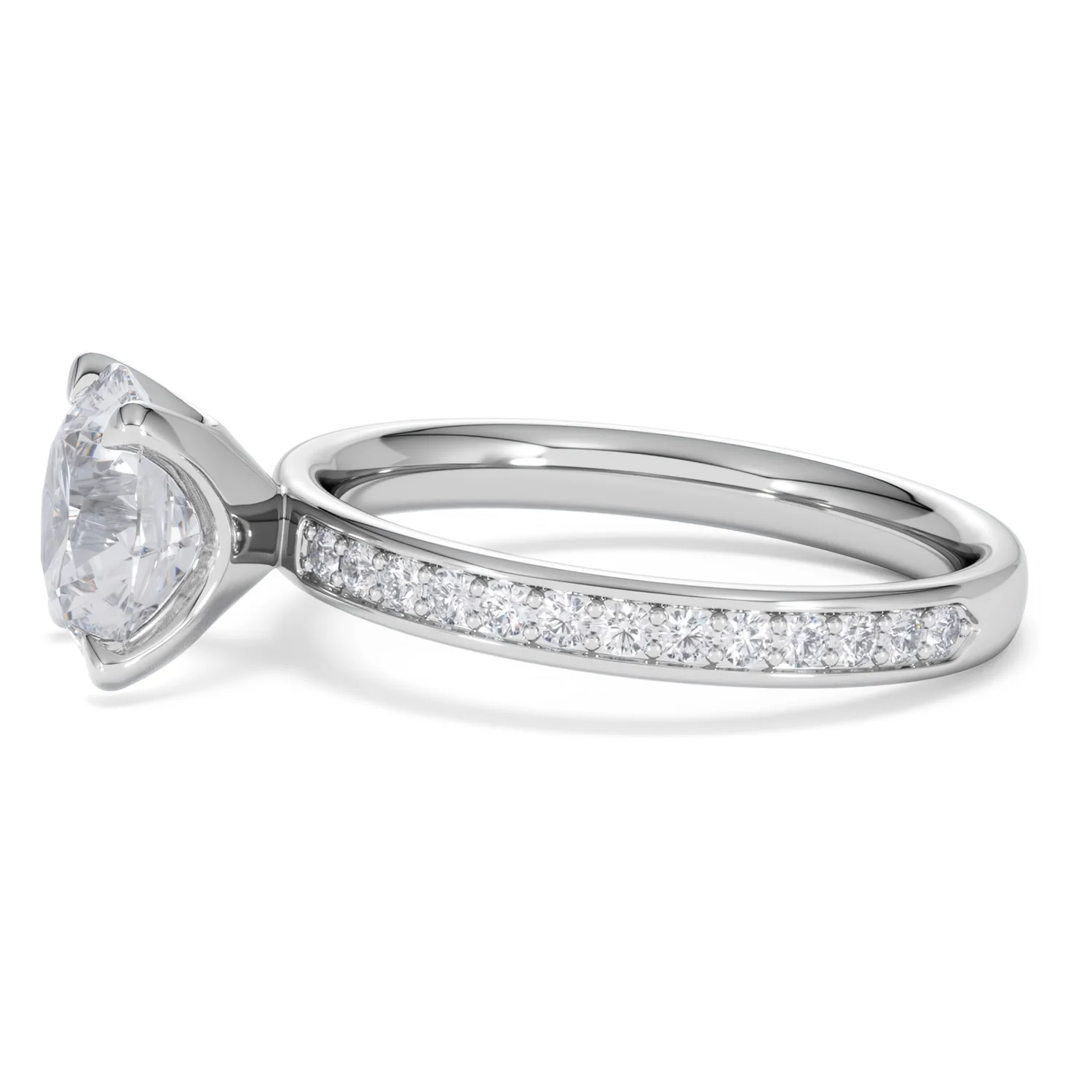 Origin 2.25ct Round Cut Lab Diamond Solitaire Engagement Ring with Side Stones in 18K White Gold - Image 70