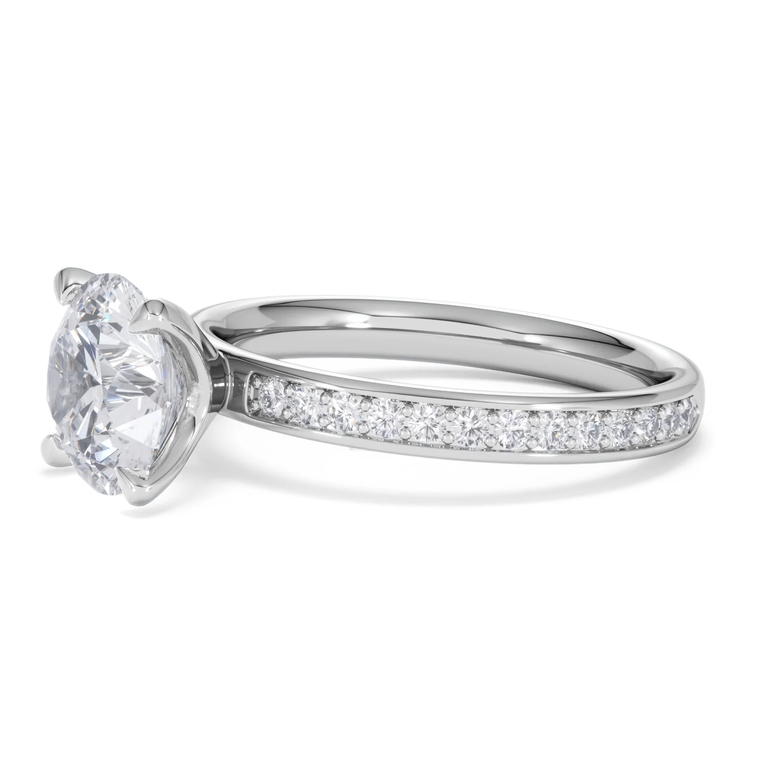 Origin 2.25ct Round Cut Lab Diamond Solitaire Engagement Ring with Side Stones in 18K White Gold - Image 74