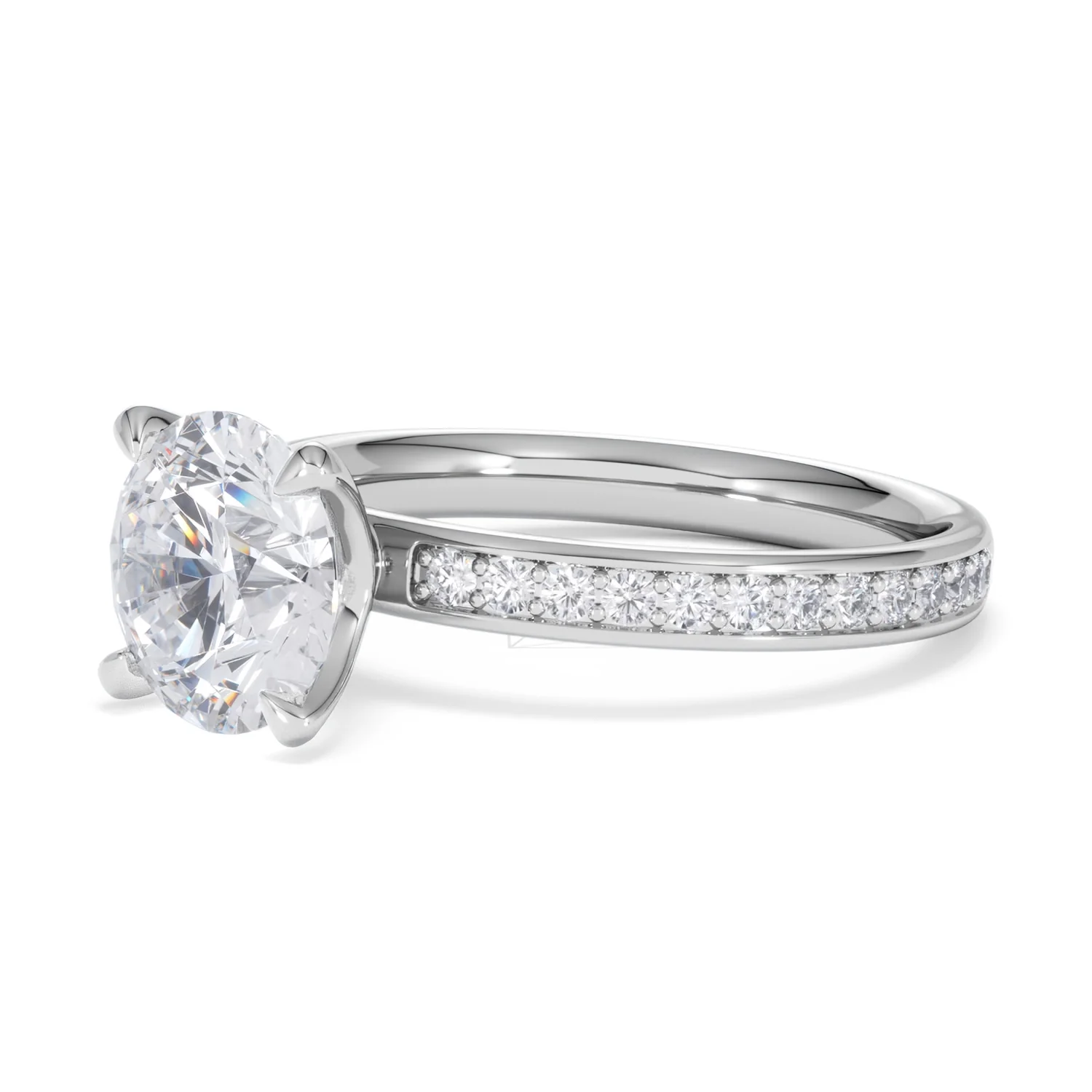 Origin 2.25ct Round Cut Lab Diamond Solitaire Engagement Ring with Side Stones in 18K White Gold - Image 77