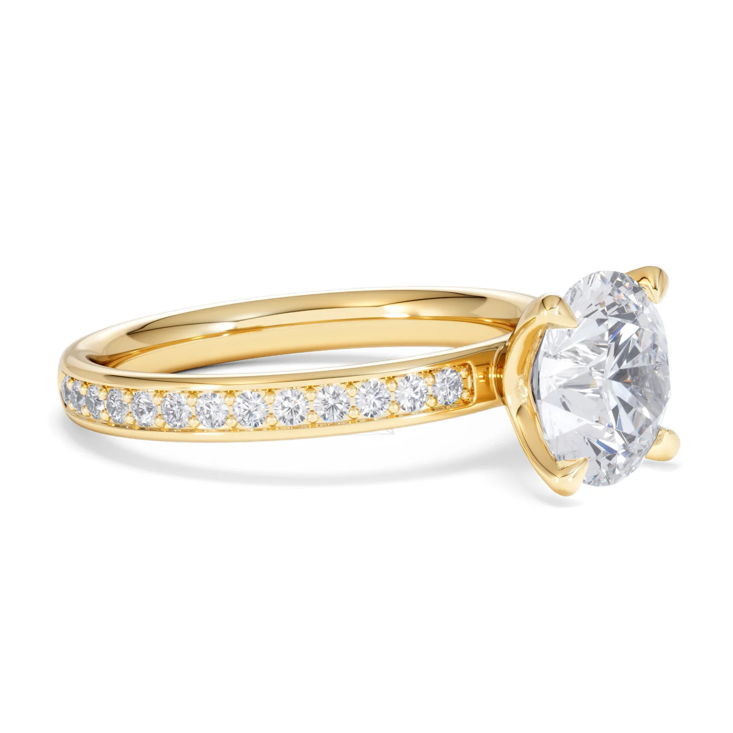 Origin 2.25ct Round Cut Lab Diamond Solitaire Engagement Ring with Side Stones in 18K Yellow Gold - Image 18