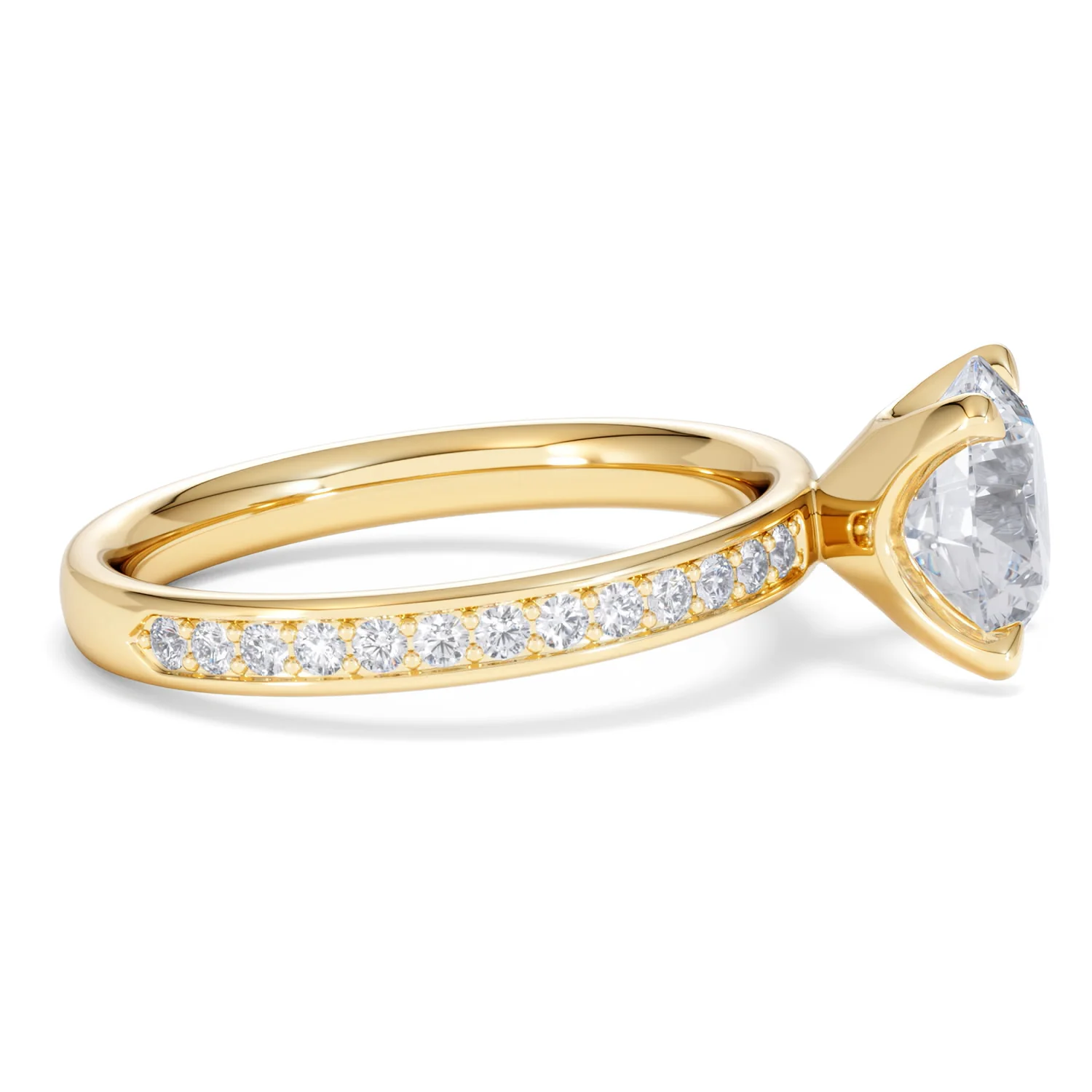 Origin 2.25ct Round Cut Lab Diamond Solitaire Engagement Ring with Side Stones in 18K Yellow Gold - Image 25