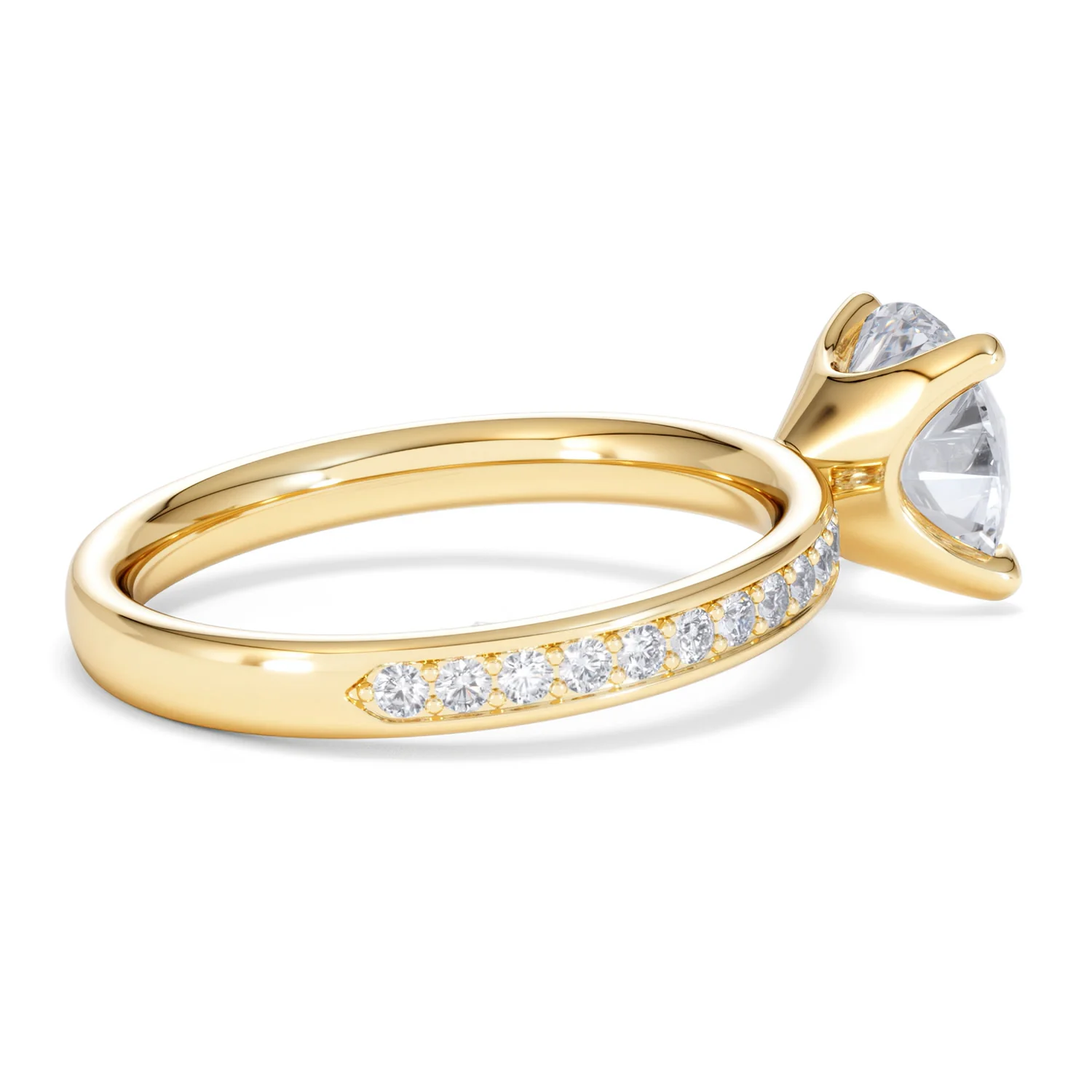 Origin 2.25ct Round Cut Lab Diamond Solitaire Engagement Ring with Side Stones in 18K Yellow Gold - Image 33