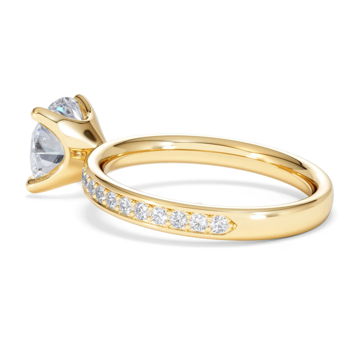 Origin 2.25ct Round Cut Lab Diamond Solitaire Engagement Ring with Side Stones in 18K Yellow Gold - Image 60