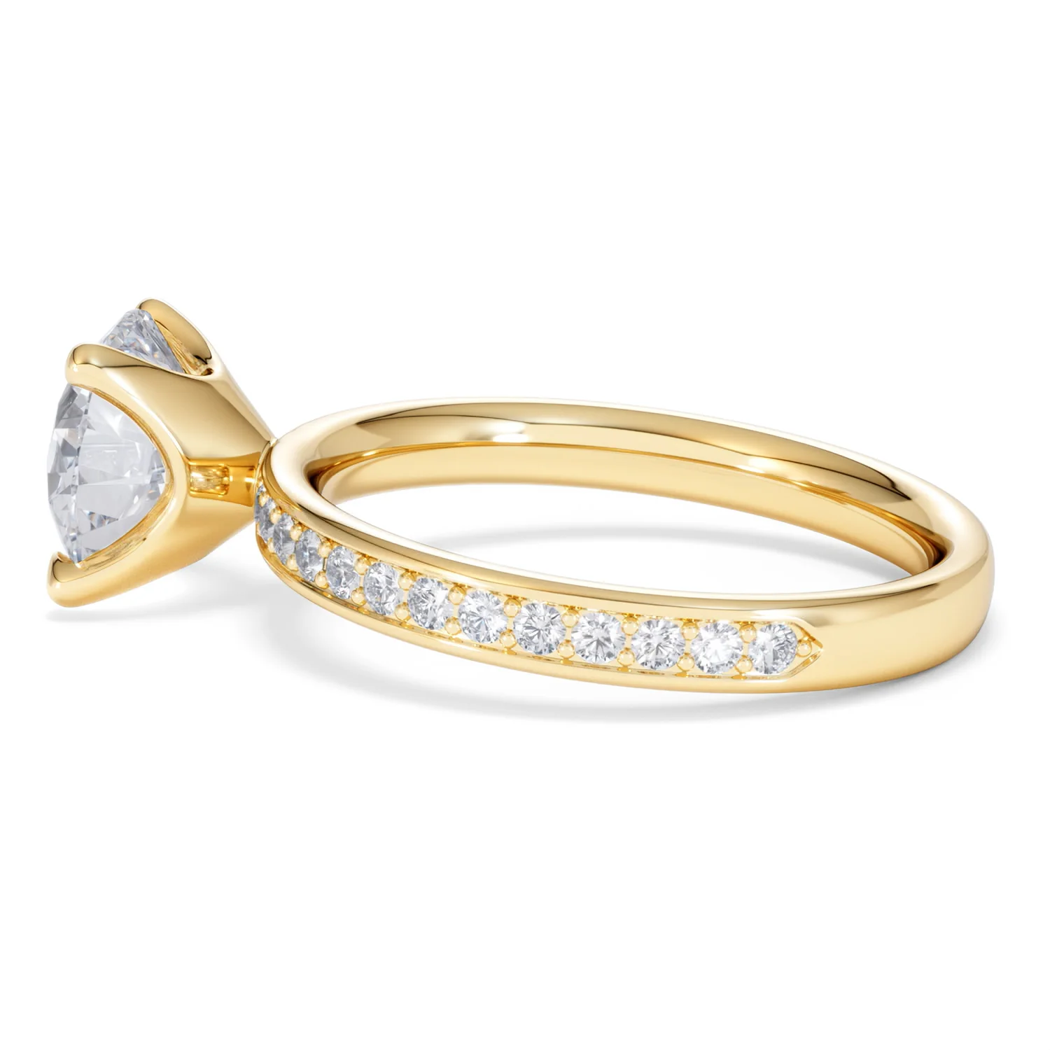Origin 2.25ct Round Cut Lab Diamond Solitaire Engagement Ring with Side Stones in 18K Yellow Gold - Image 64