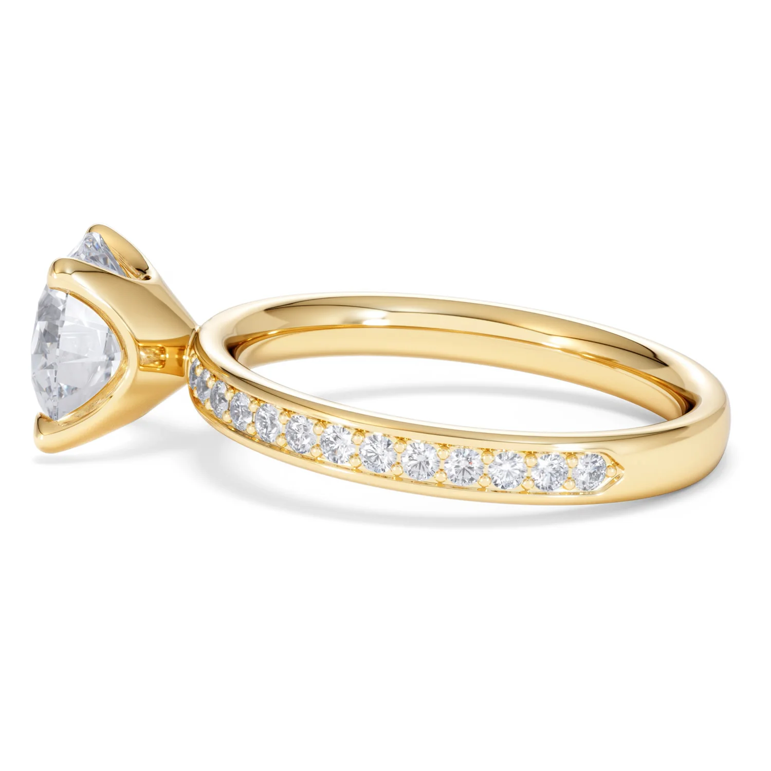 Origin 2.25ct Round Cut Lab Diamond Solitaire Engagement Ring with Side Stones in 18K Yellow Gold - Image 65