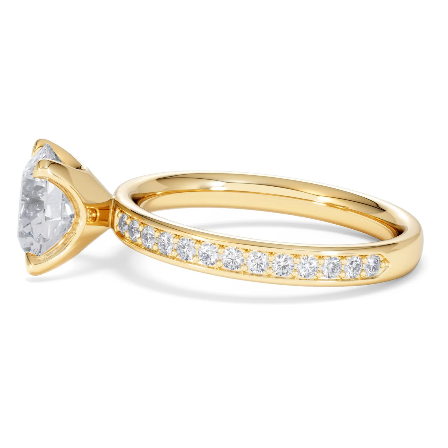 Origin 2.25ct Round Cut Lab Diamond Solitaire Engagement Ring with Side Stones in 18K Yellow Gold - Image 68