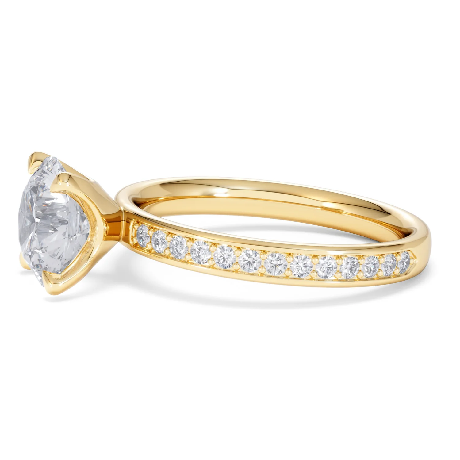 Origin 2.25ct Round Cut Lab Diamond Solitaire Engagement Ring with Side Stones in 18K Yellow Gold - Image 71