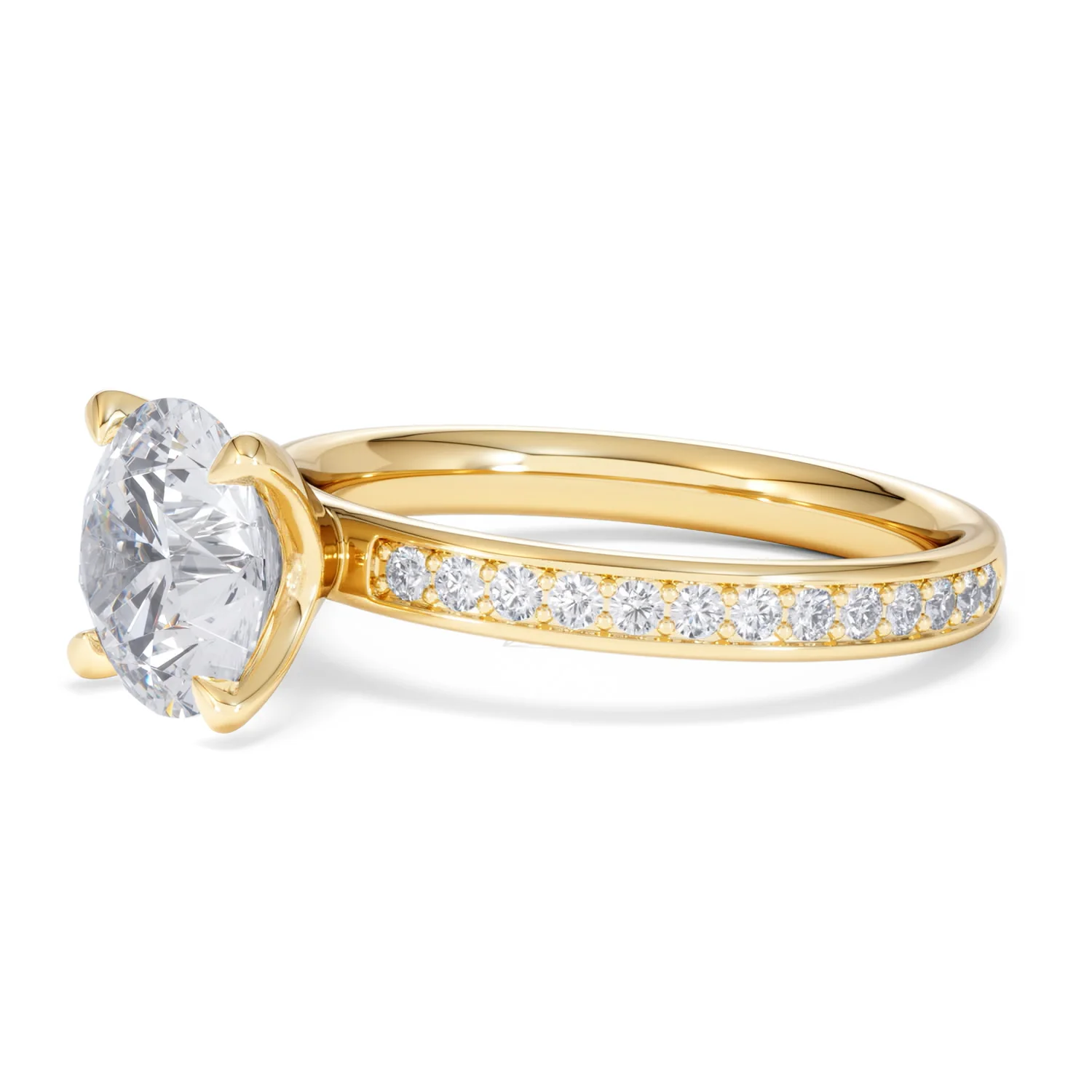 Origin 2.25ct Round Cut Lab Diamond Solitaire Engagement Ring with Side Stones in 18K Yellow Gold - Image 75