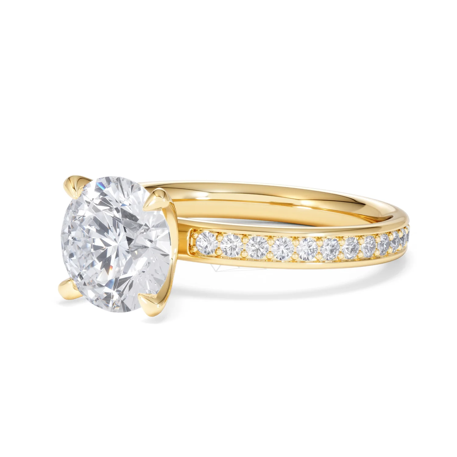Origin 2.25ct Round Cut Lab Diamond Solitaire Engagement Ring with Side Stones in 18K Yellow Gold - Image 79
