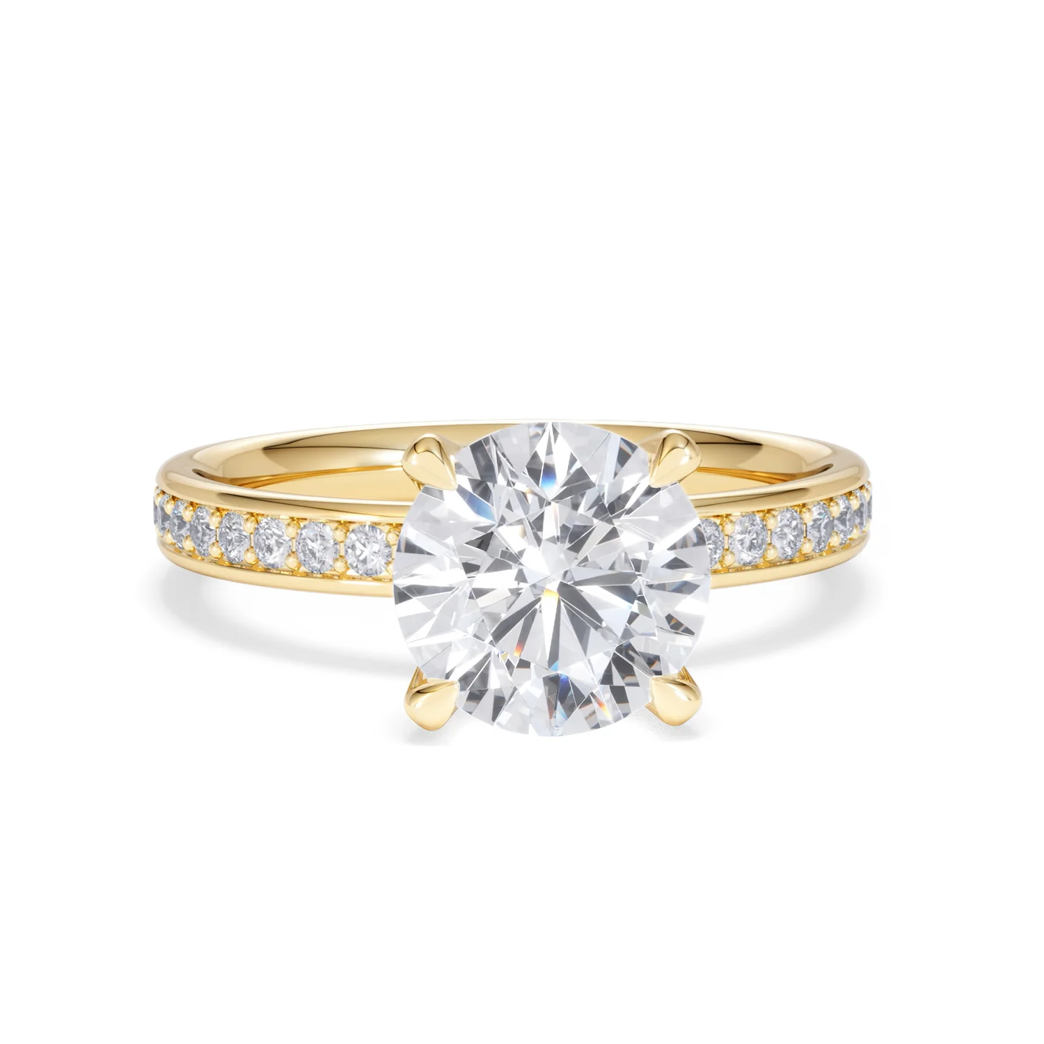 Origin 2.25ct Round Cut Lab Diamond Solitaire Engagement Ring with Side Stones in 18K Yellow Gold - Image 8