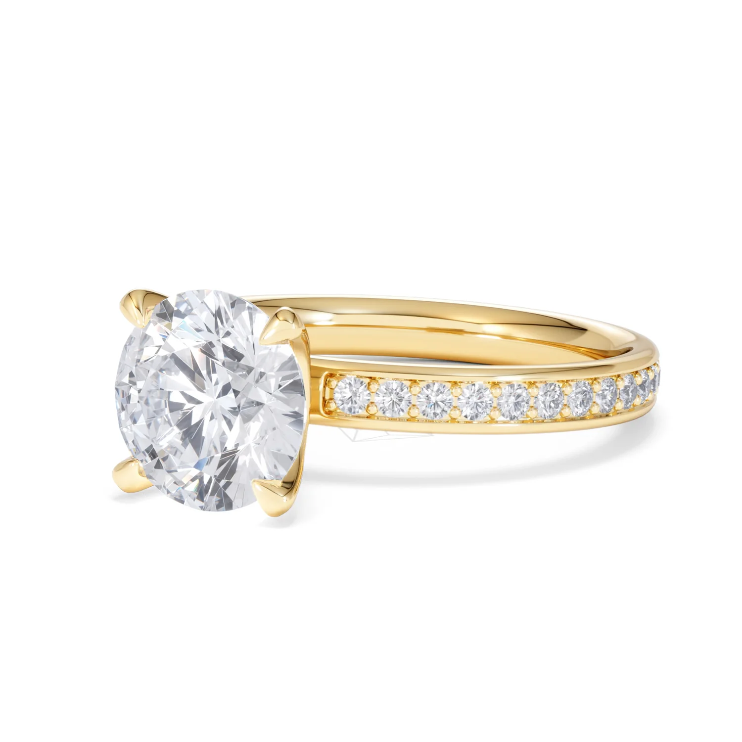 Origin 2.25ct Round Cut Lab Diamond Solitaire Engagement Ring with Side Stones in 18K Yellow Gold - Image 80