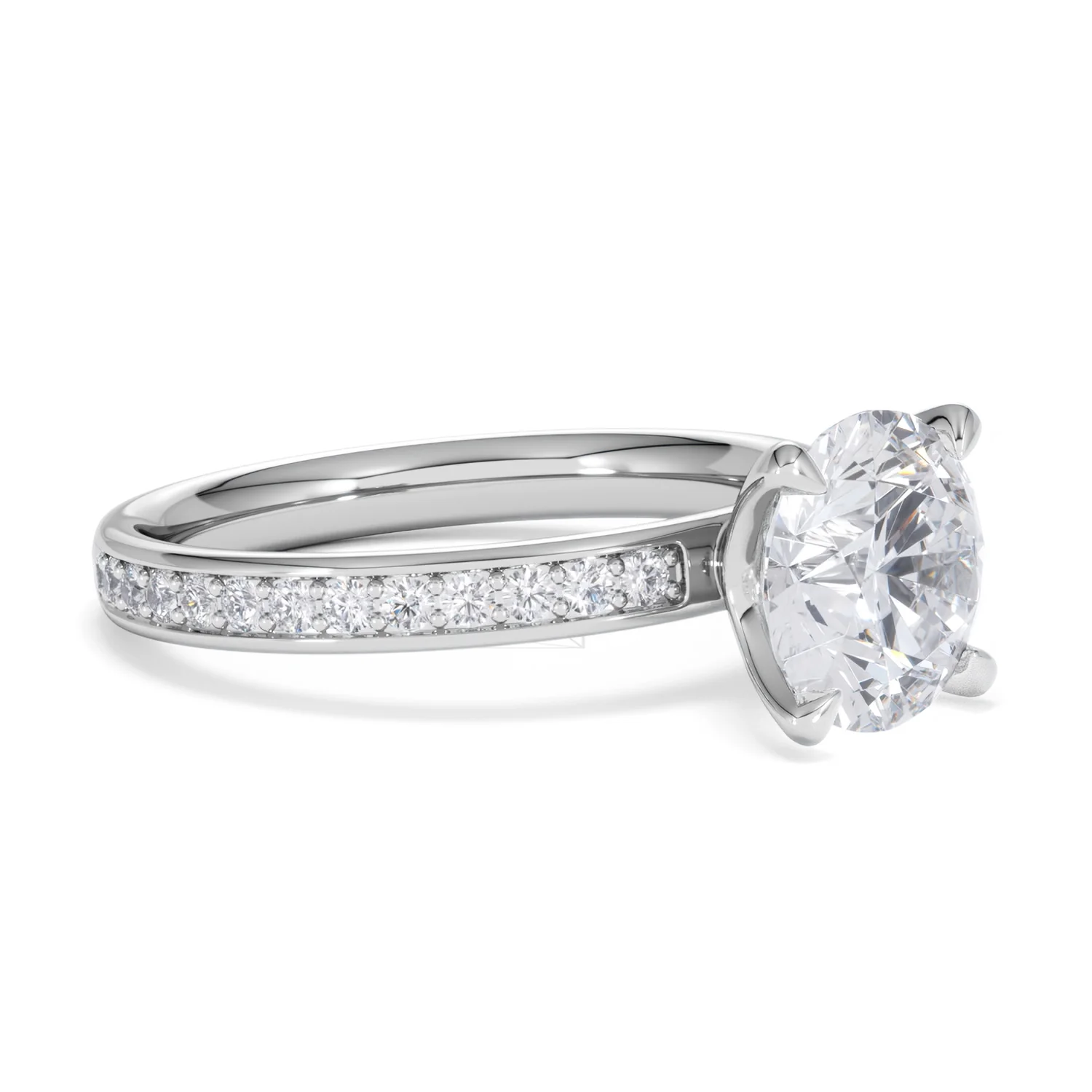 Origin 2.25ct Round Cut Lab Diamond Solitaire Engagement Ring with Side Stones in Platinum - Image 17