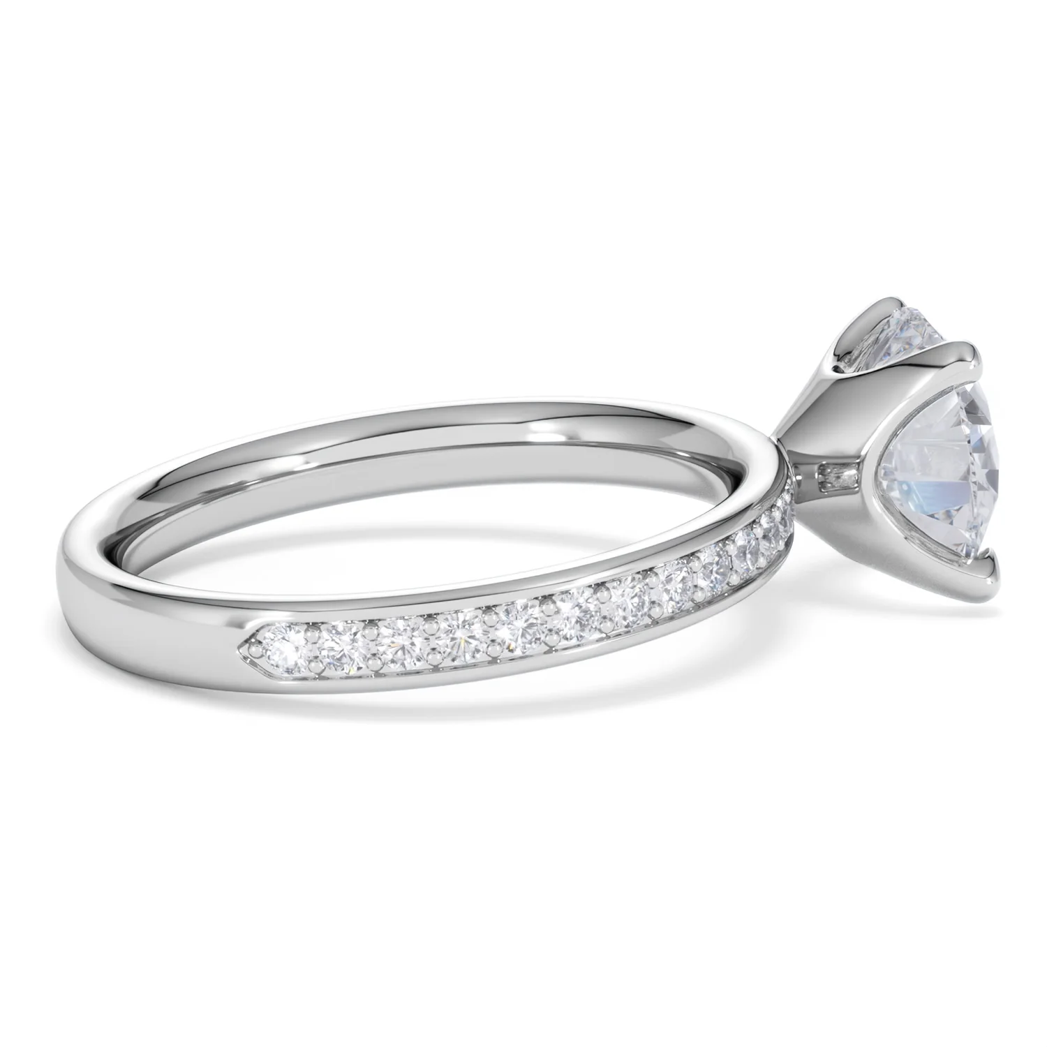 Origin 2.25ct Round Cut Lab Diamond Solitaire Engagement Ring with Side Stones in Platinum - Image 30