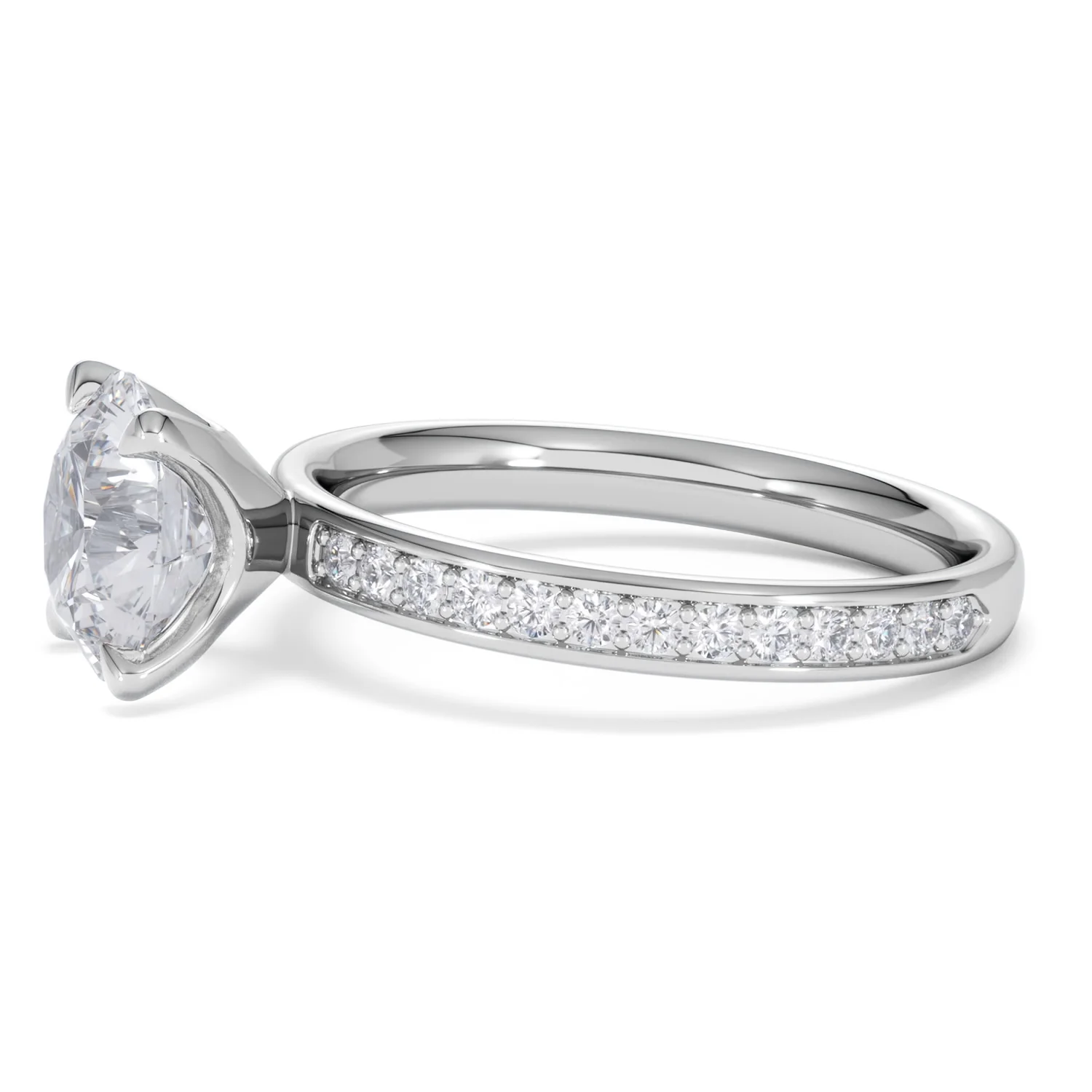 Origin 2.25ct Round Cut Lab Diamond Solitaire Engagement Ring with Side Stones in Platinum - Image 71