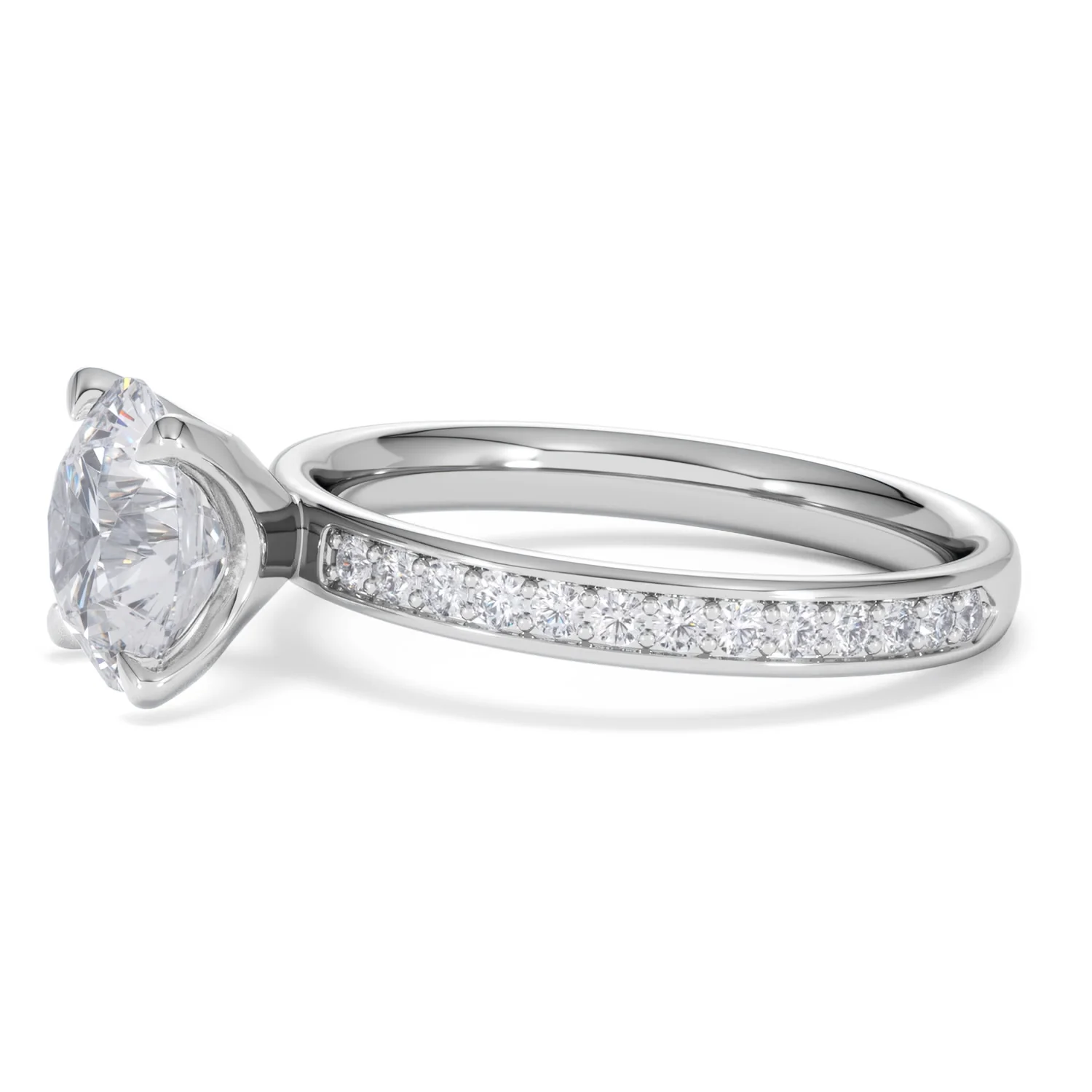 Origin 2.25ct Round Cut Lab Diamond Solitaire Engagement Ring with Side Stones in Platinum - Image 72