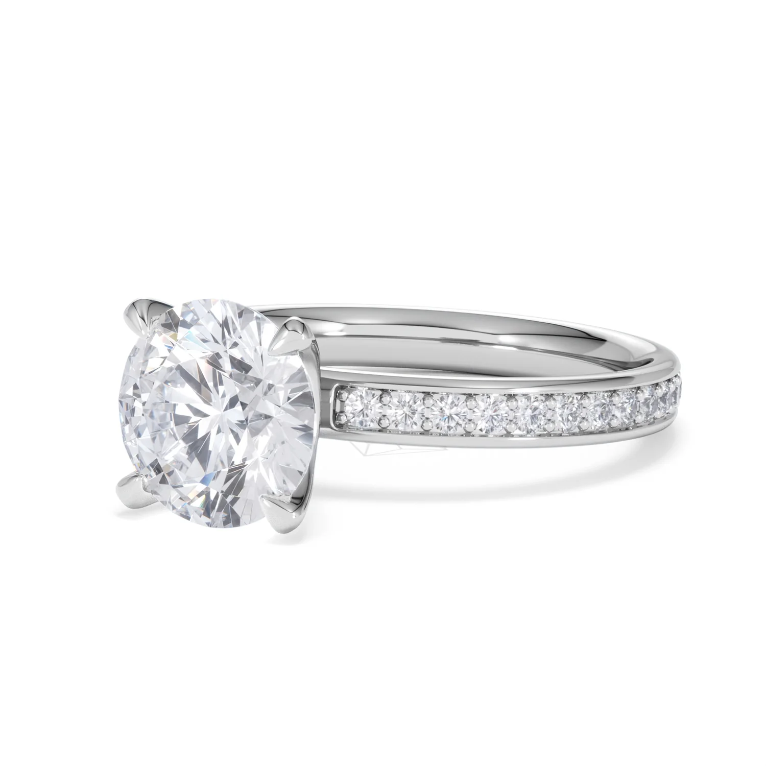 Origin 2.25ct Round Cut Lab Diamond Solitaire Engagement Ring with Side Stones in Platinum - Image 80