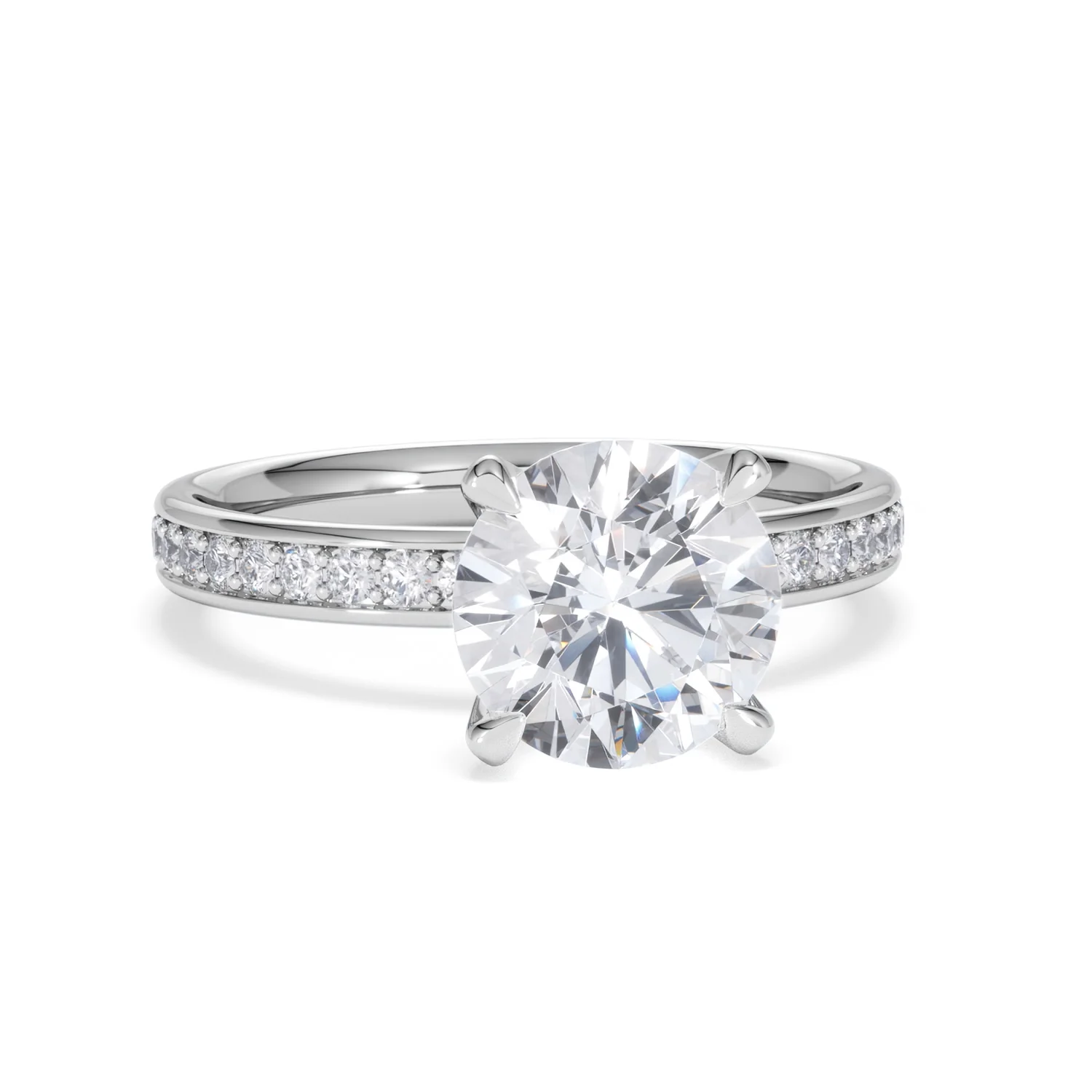 Origin 2.25ct Round Cut Lab Diamond Solitaire Engagement Ring with Side Stones in Platinum - Image 9