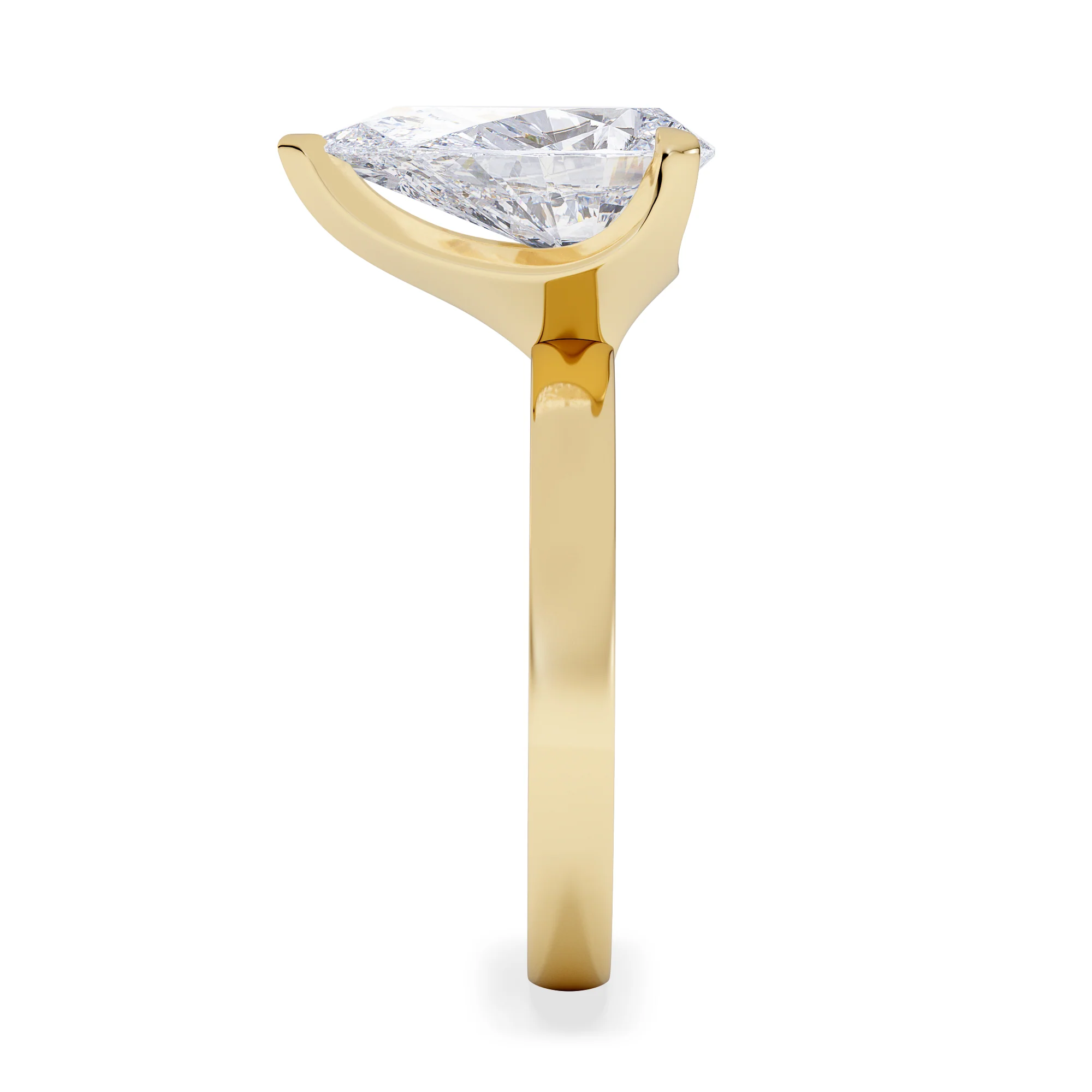 Origin 3.00ct Pear Cut Lab Diamond Solitaire Engagement Ring in 18K Yellow Gold - Image 5