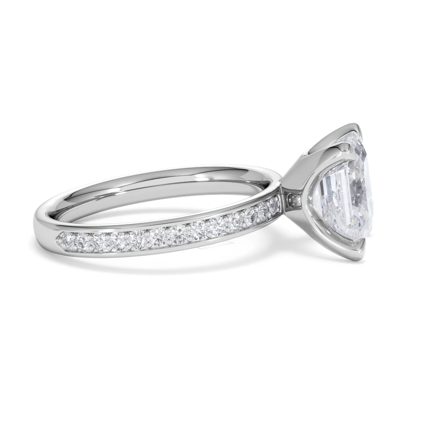 Origin 3.30ct Asscher Cut Lab Diamond Solitaire Engagement Ring with Side Stones in 18K White Gold - Image 25