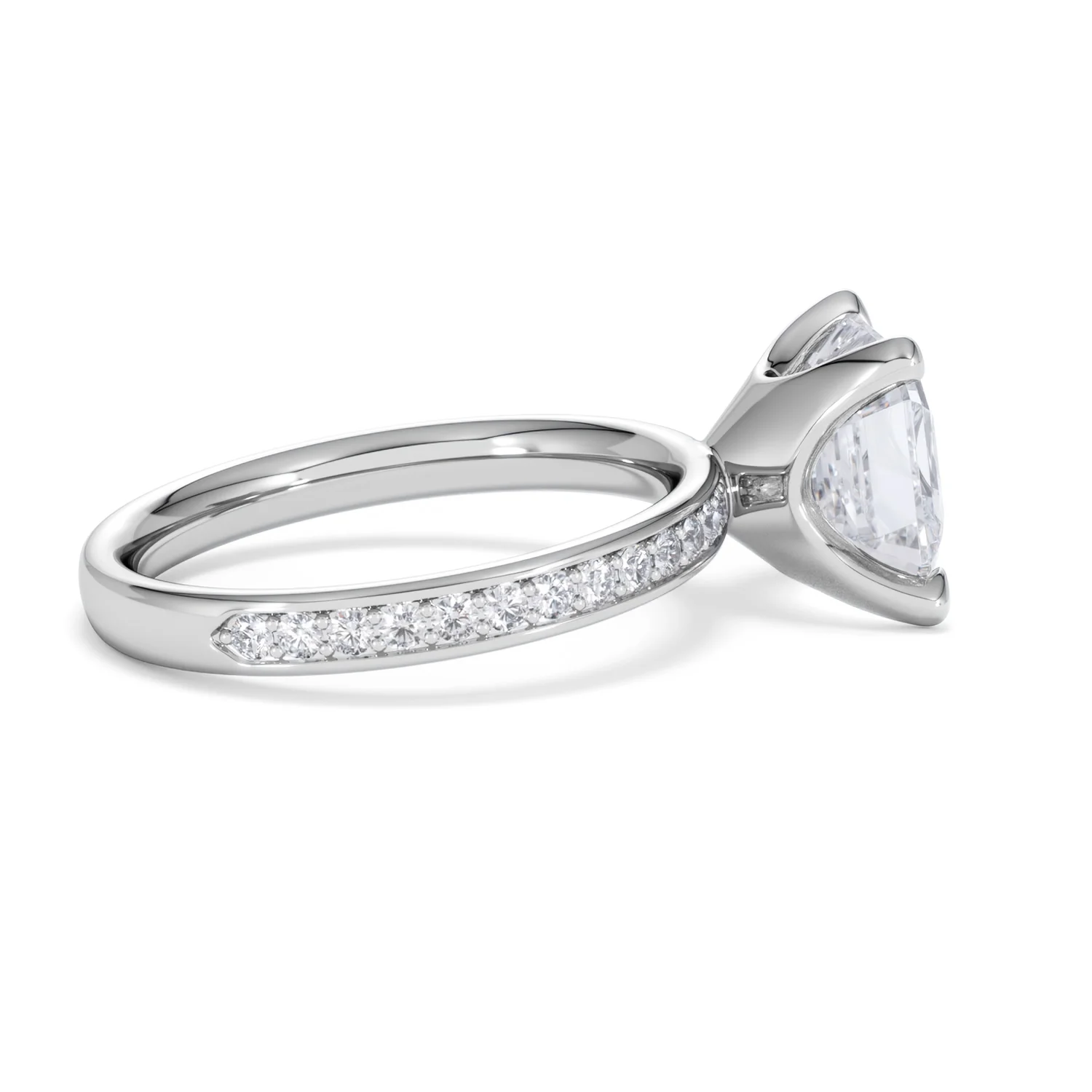Origin 3.30ct Asscher Cut Lab Diamond Solitaire Engagement Ring with Side Stones in 18K White Gold - Image 29