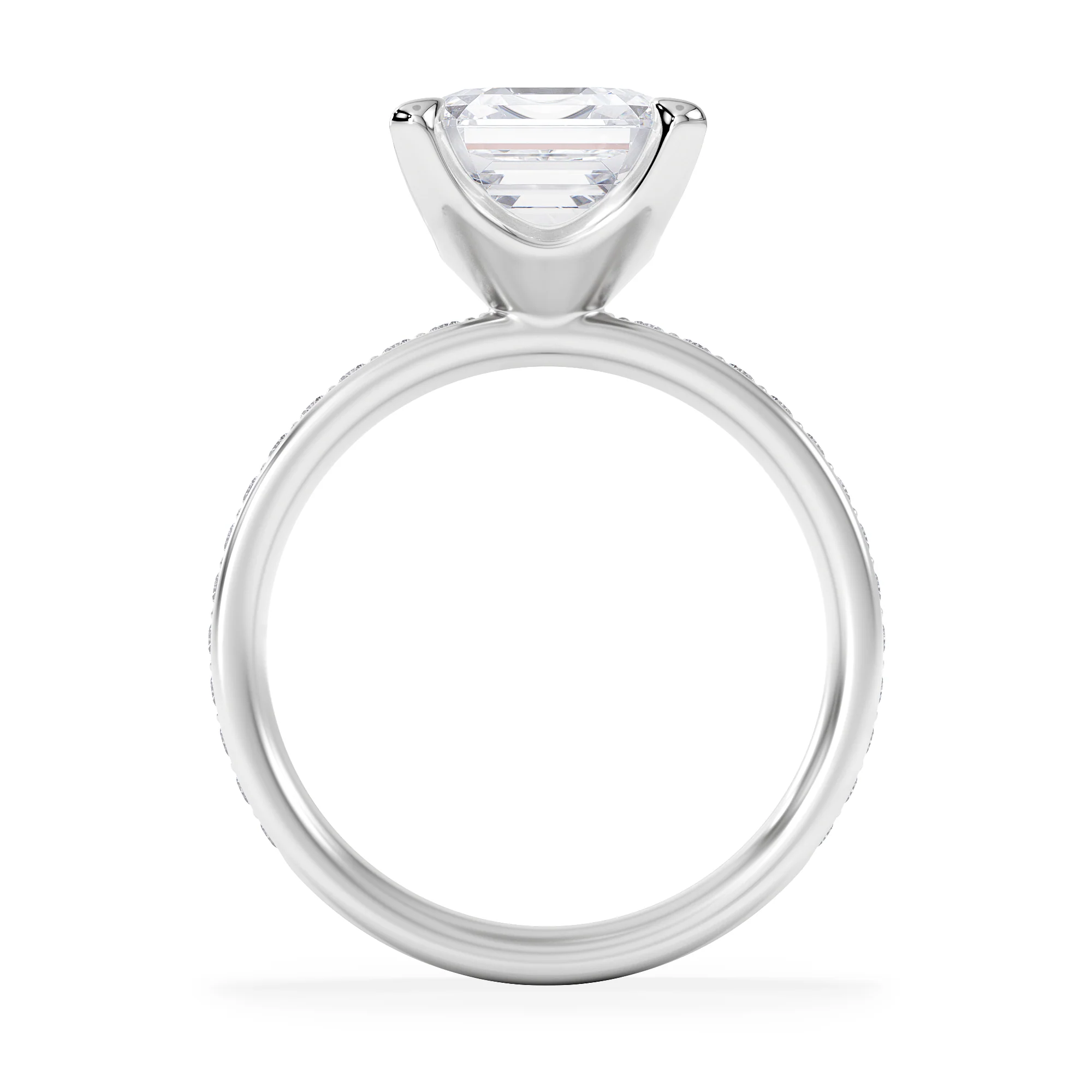 Origin 3.30ct Asscher Cut Lab Diamond Solitaire Engagement Ring with Side Stones in 18K White Gold - Image 3