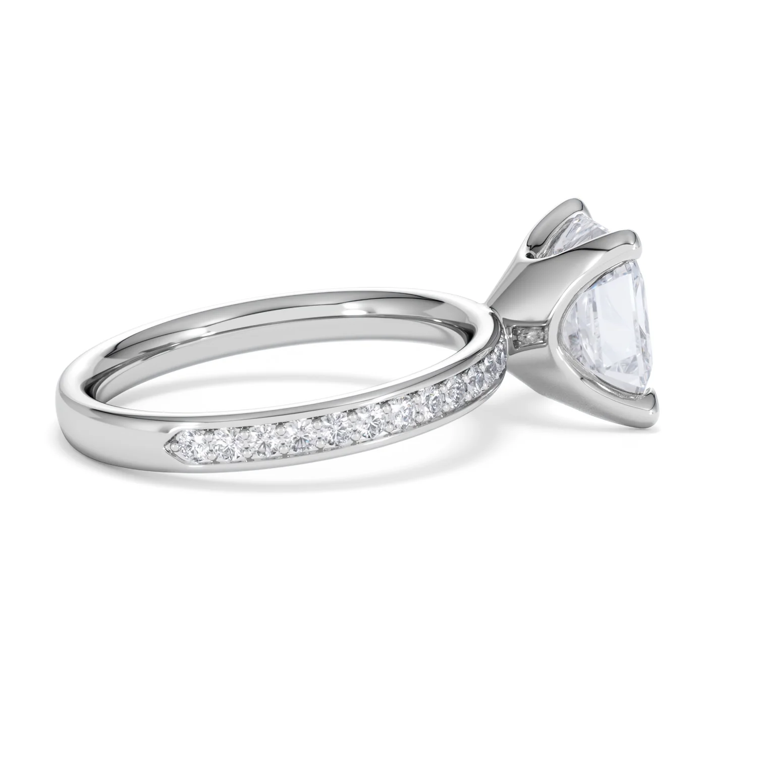 Origin 3.30ct Asscher Cut Lab Diamond Solitaire Engagement Ring with Side Stones in 18K White Gold - Image 30