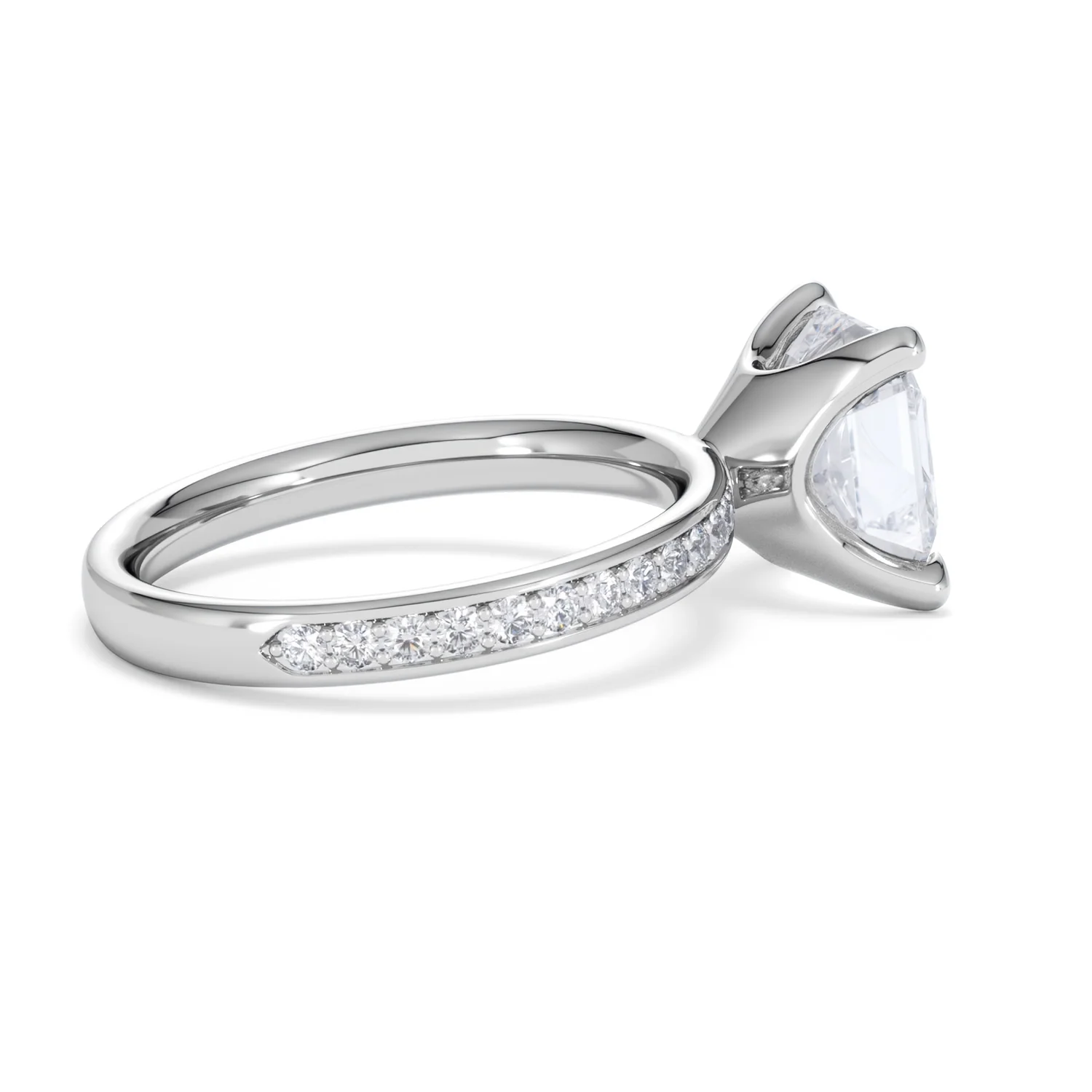 Origin 3.30ct Asscher Cut Lab Diamond Solitaire Engagement Ring with Side Stones in 18K White Gold - Image 31