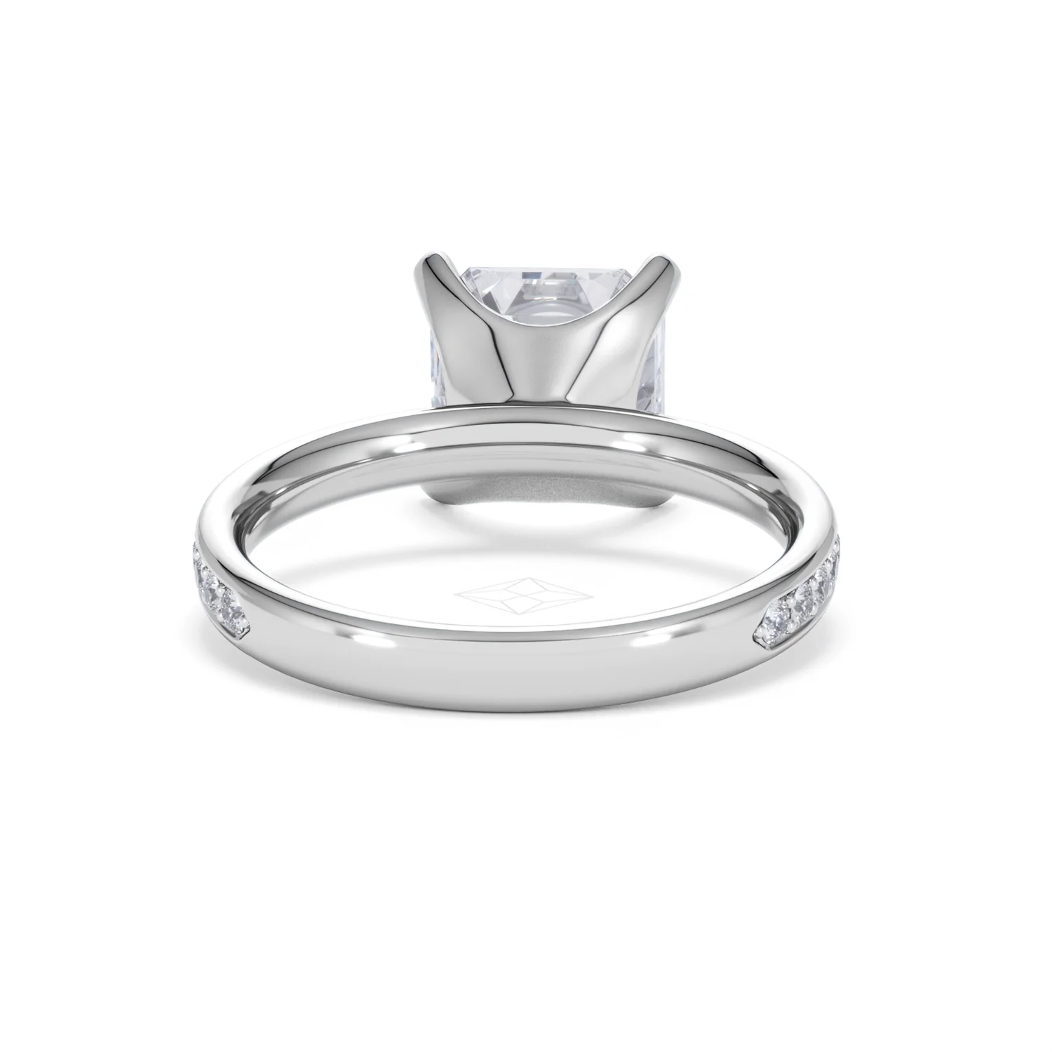 Origin 3.30ct Asscher Cut Lab Diamond Solitaire Engagement Ring with Side Stones in 18K White Gold - Image 46