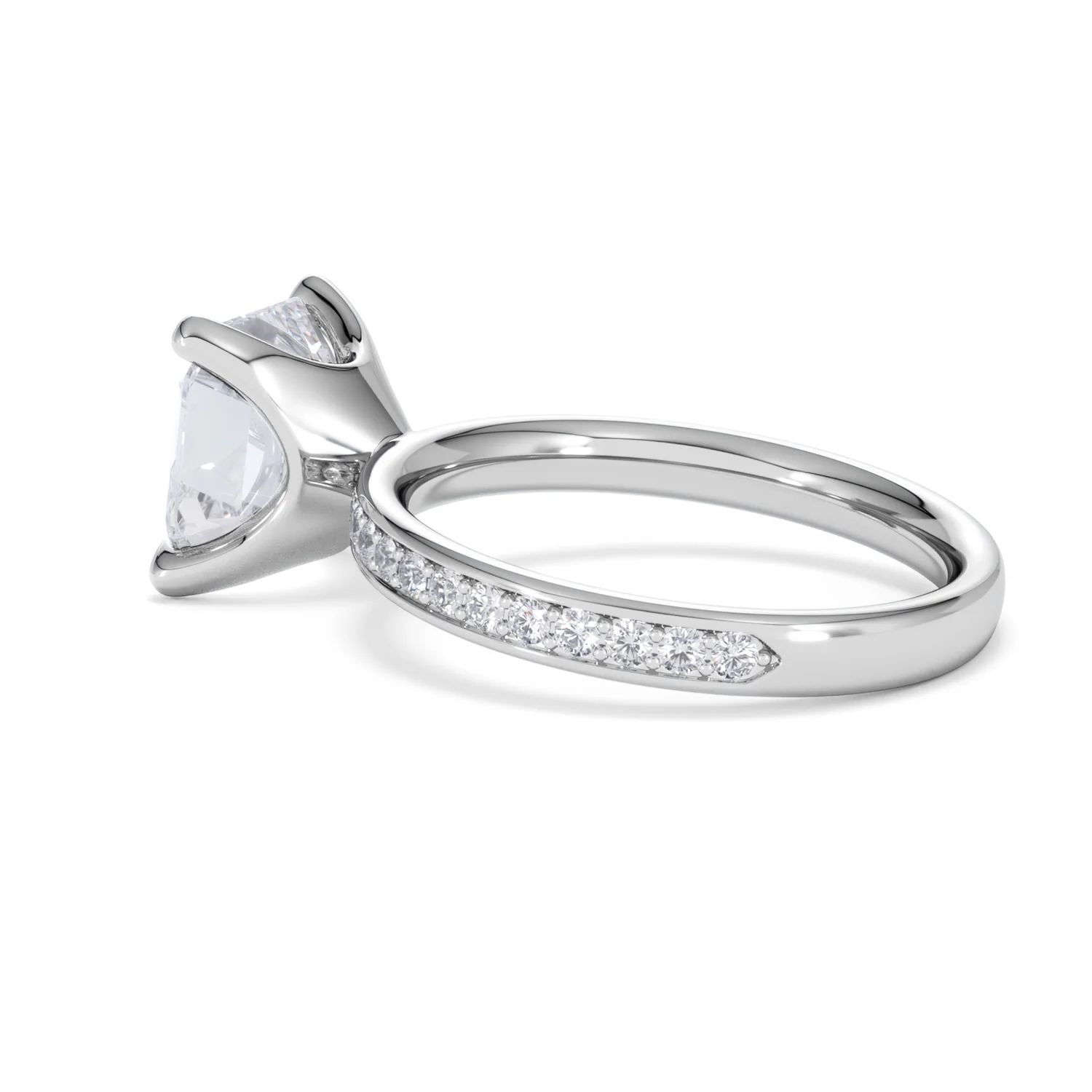 Origin 3.30ct Asscher Cut Lab Diamond Solitaire Engagement Ring with Side Stones in 18K White Gold - Image 61