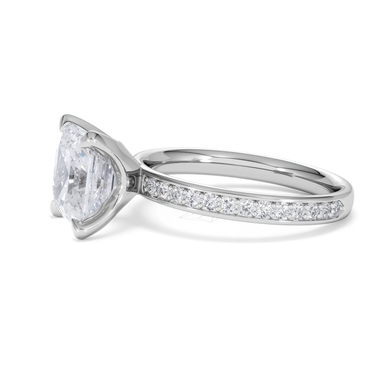 Origin 3.30ct Asscher Cut Lab Diamond Solitaire Engagement Ring with Side Stones in 18K White Gold - Image 71
