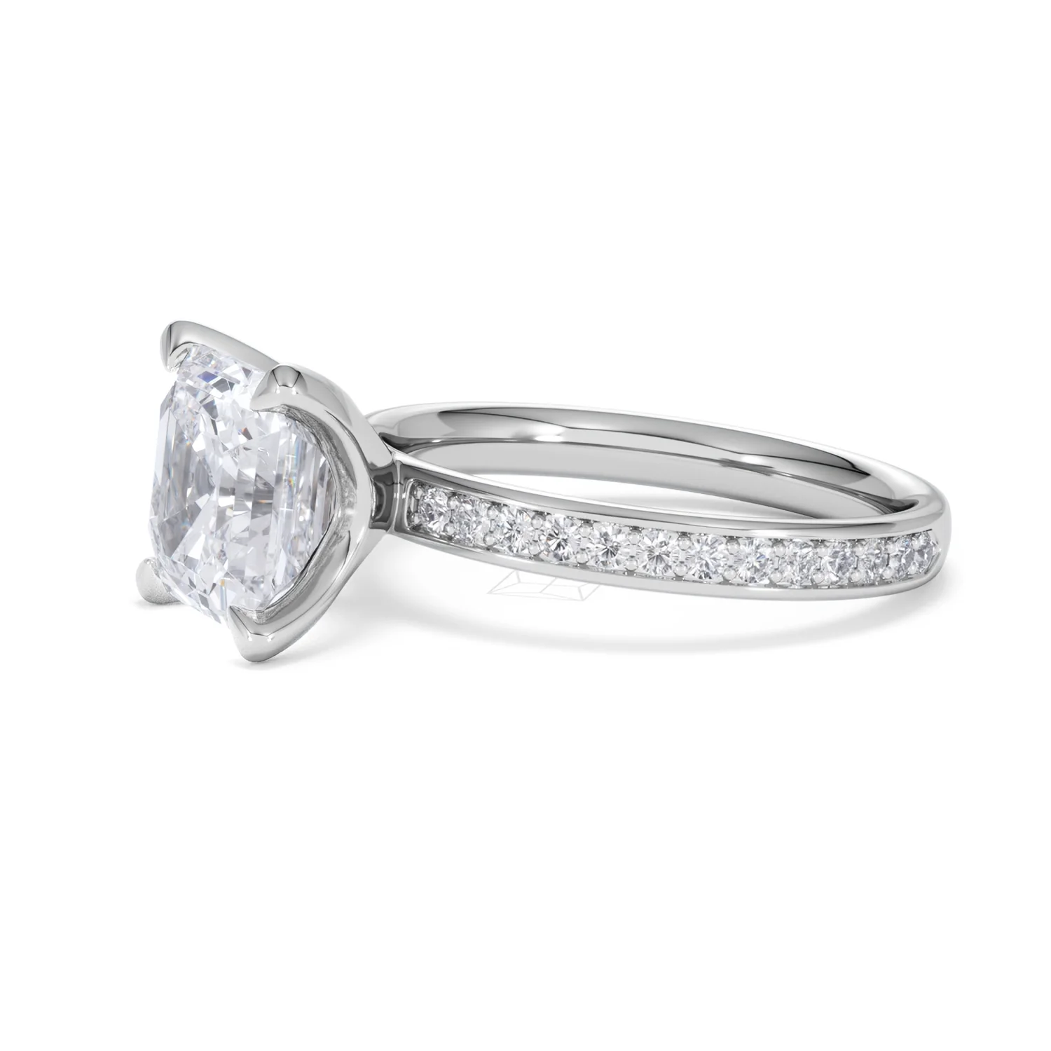 Origin 3.30ct Asscher Cut Lab Diamond Solitaire Engagement Ring with Side Stones in 18K White Gold - Image 73