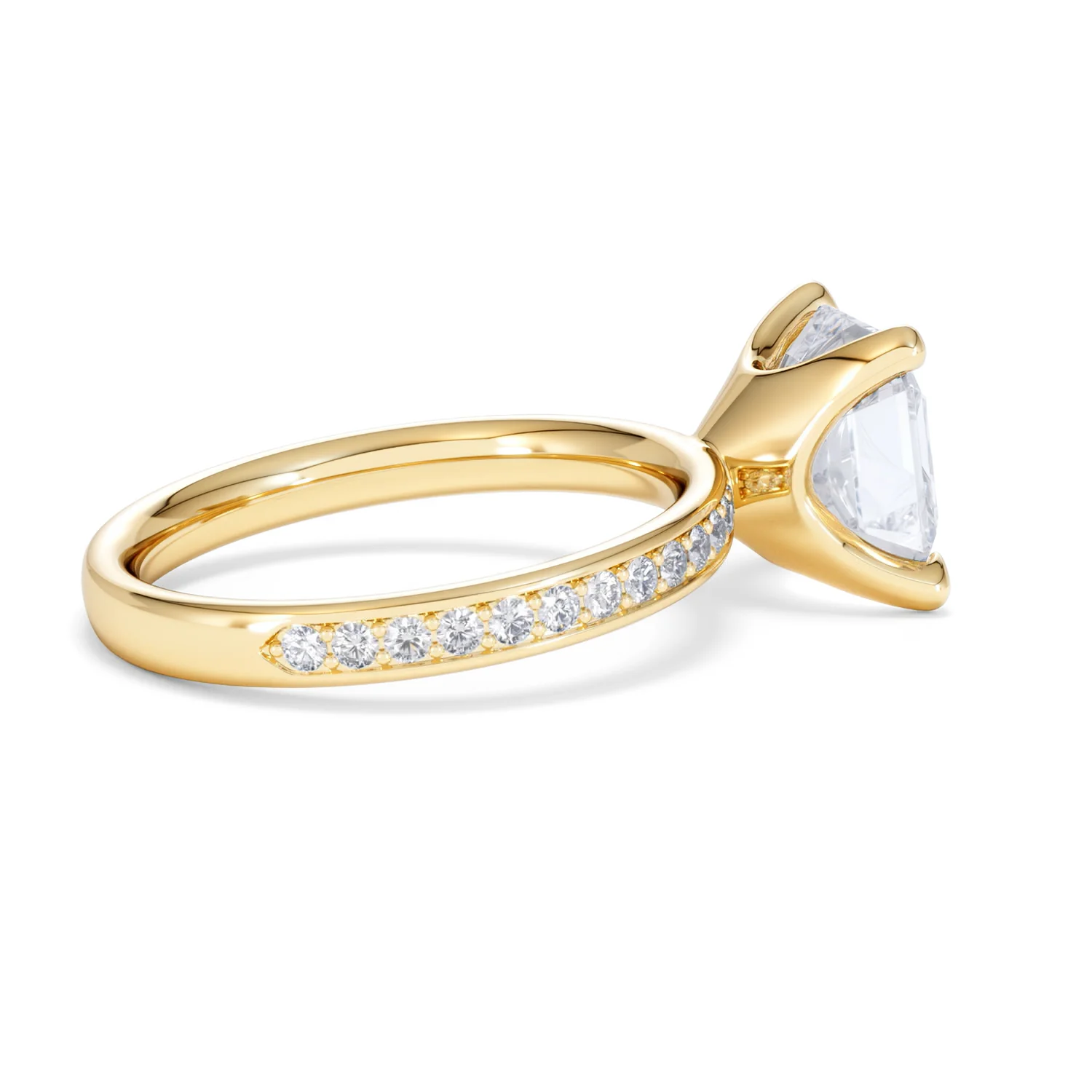 Origin 3.30ct Asscher Cut Lab Diamond Solitaire Engagement Ring with Side Stones in 18K Yellow Gold - Image 31