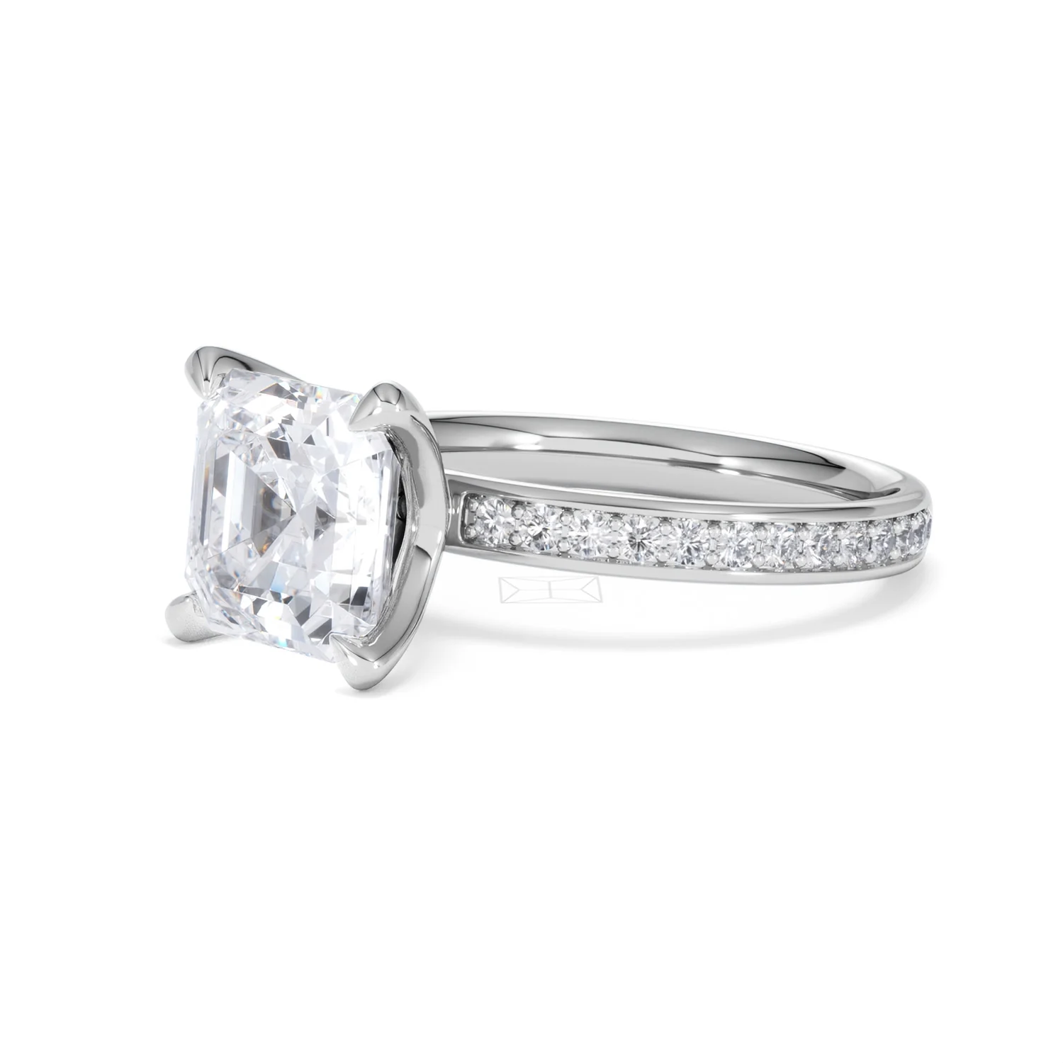 Origin 3.30ct Asscher Cut Lab Diamond Solitaire Engagement Ring with Side Stones in Platinum - Image 77