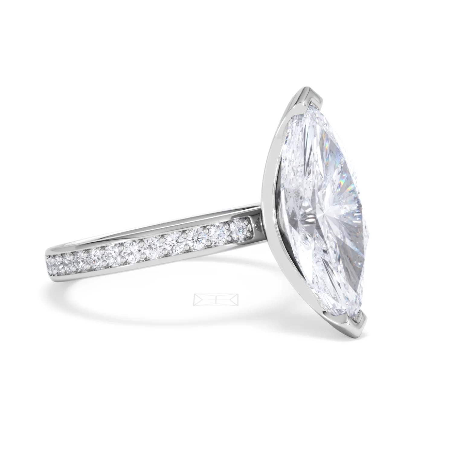 Origin 3.30ct Marquise Cut Lab Diamond Solitaire Engagement Ring with Side Stones in 18K White Gold - Image 17