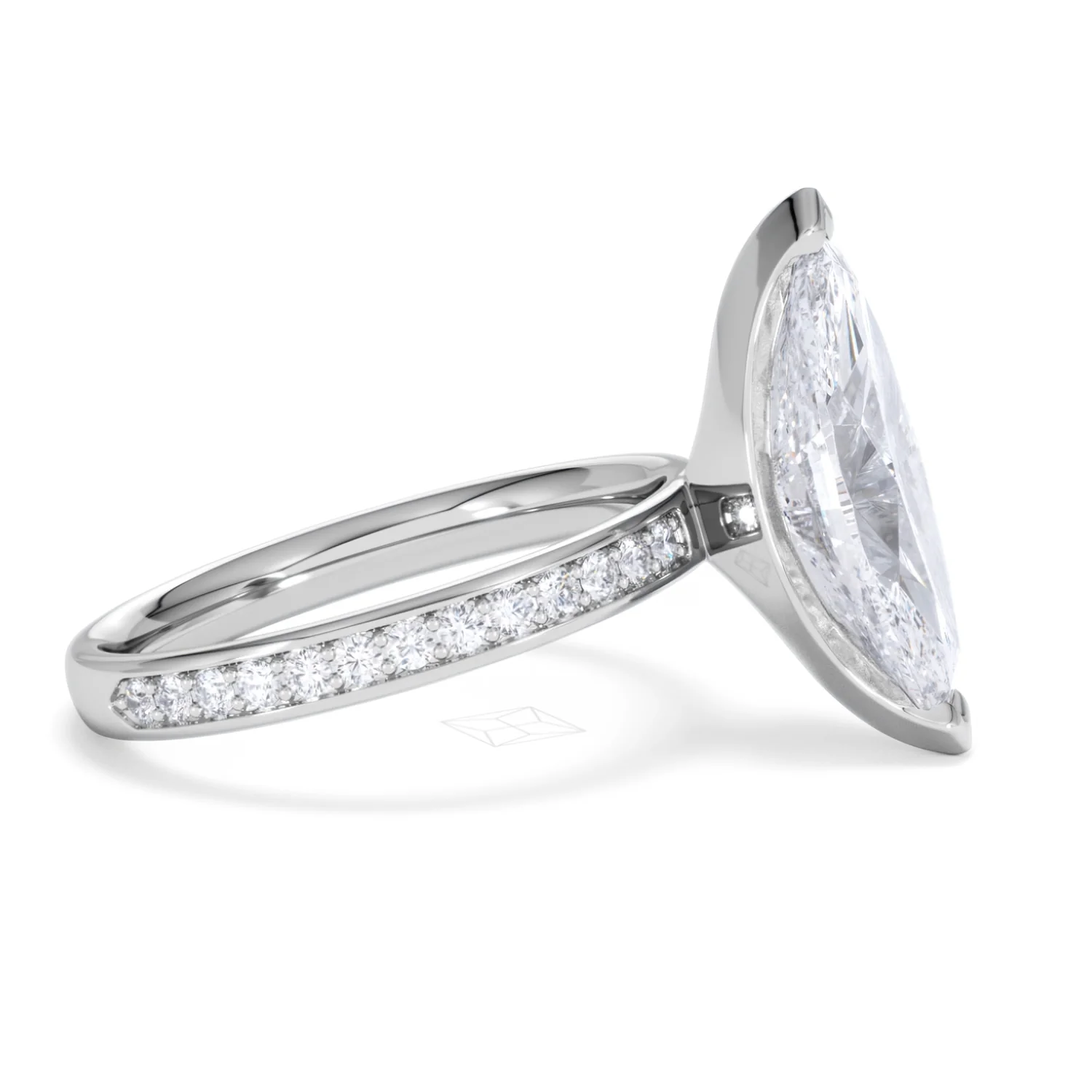 Origin 3.30ct Marquise Cut Lab Diamond Solitaire Engagement Ring with Side Stones in 18K White Gold - Image 24