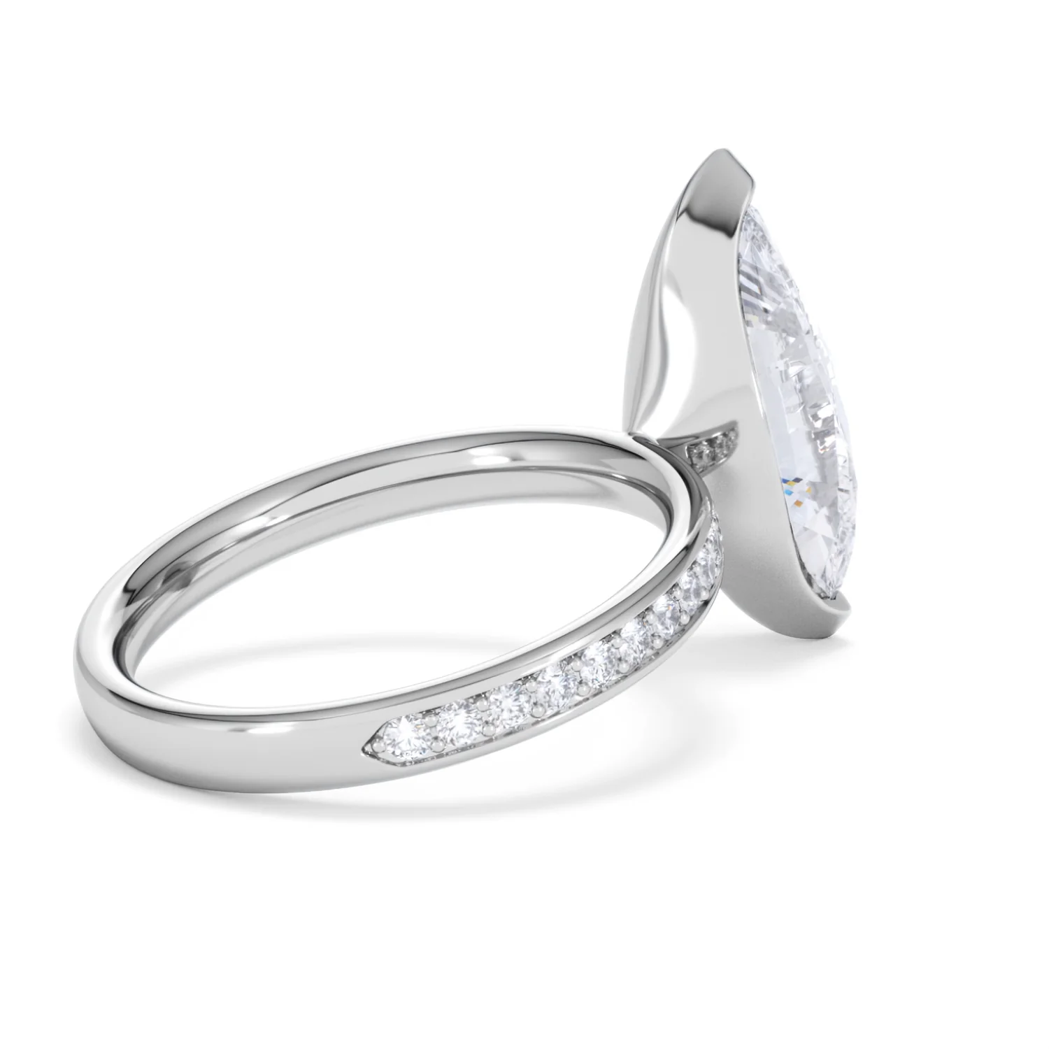 Origin 3.30ct Marquise Cut Lab Diamond Solitaire Engagement Ring with Side Stones in 18K White Gold - Image 35
