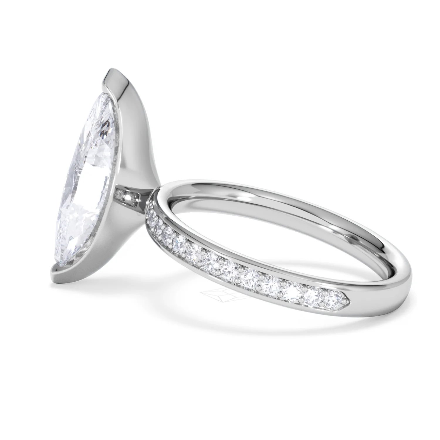 Origin 3.30ct Marquise Cut Lab Diamond Solitaire Engagement Ring with Side Stones in 18K White Gold - Image 64